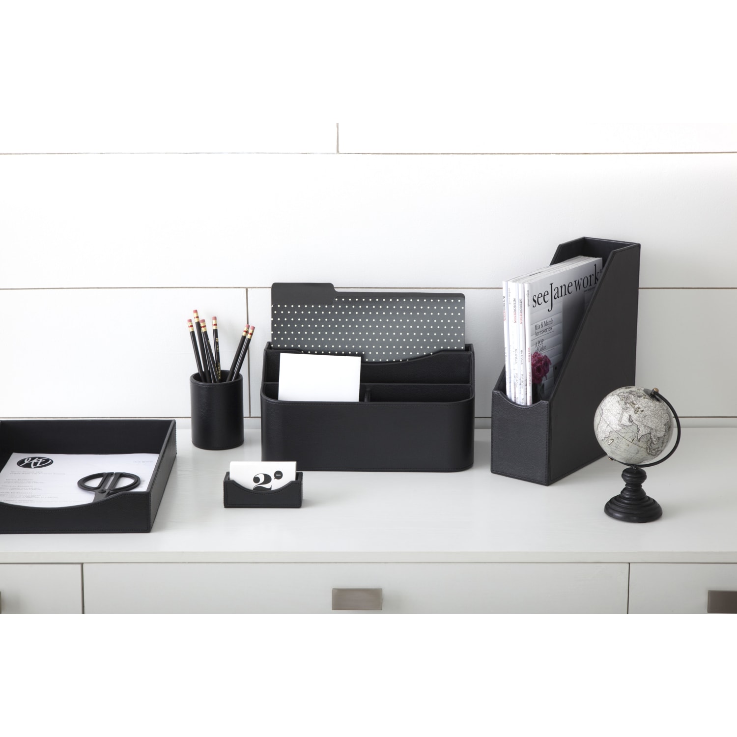 Realspace Black Faux Leather Magazine File - Image 5