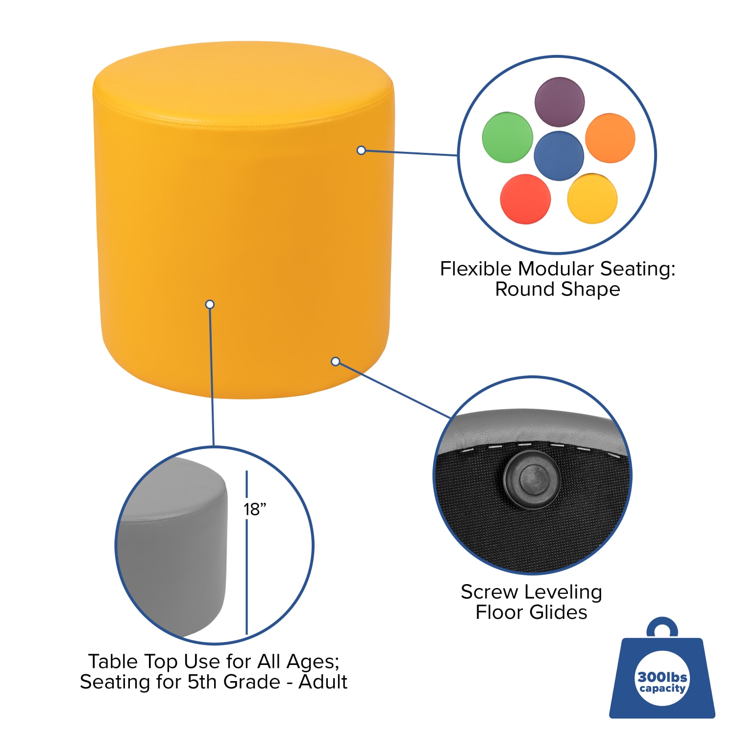 Flash Furniture Soft Seating Collaborative Circle, Yellow - Image 6