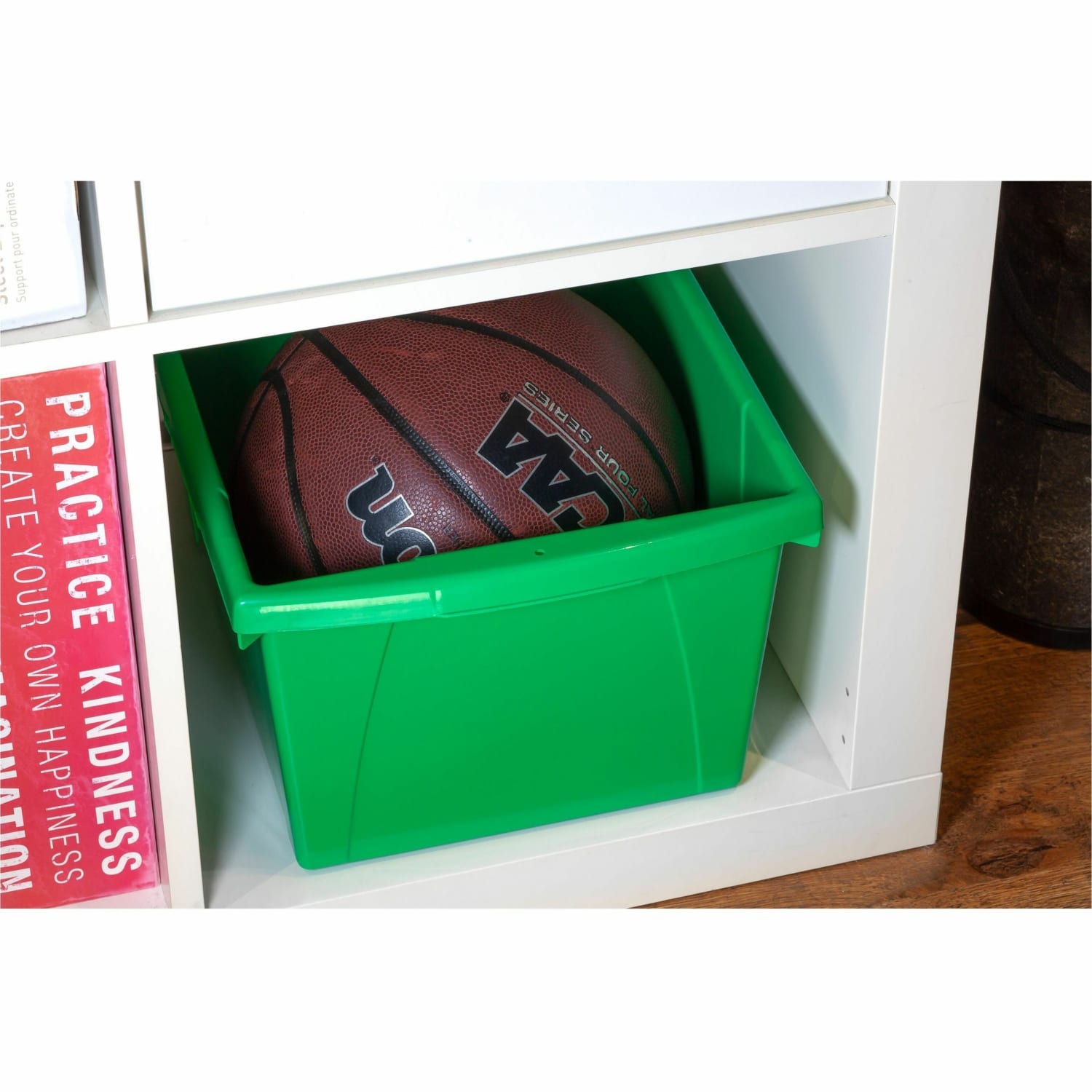 Storex 4-gallon Storage Bin, 7.87inH x 11.25inW x 13.63inL, Assorted Bright, Plastic - Image 5