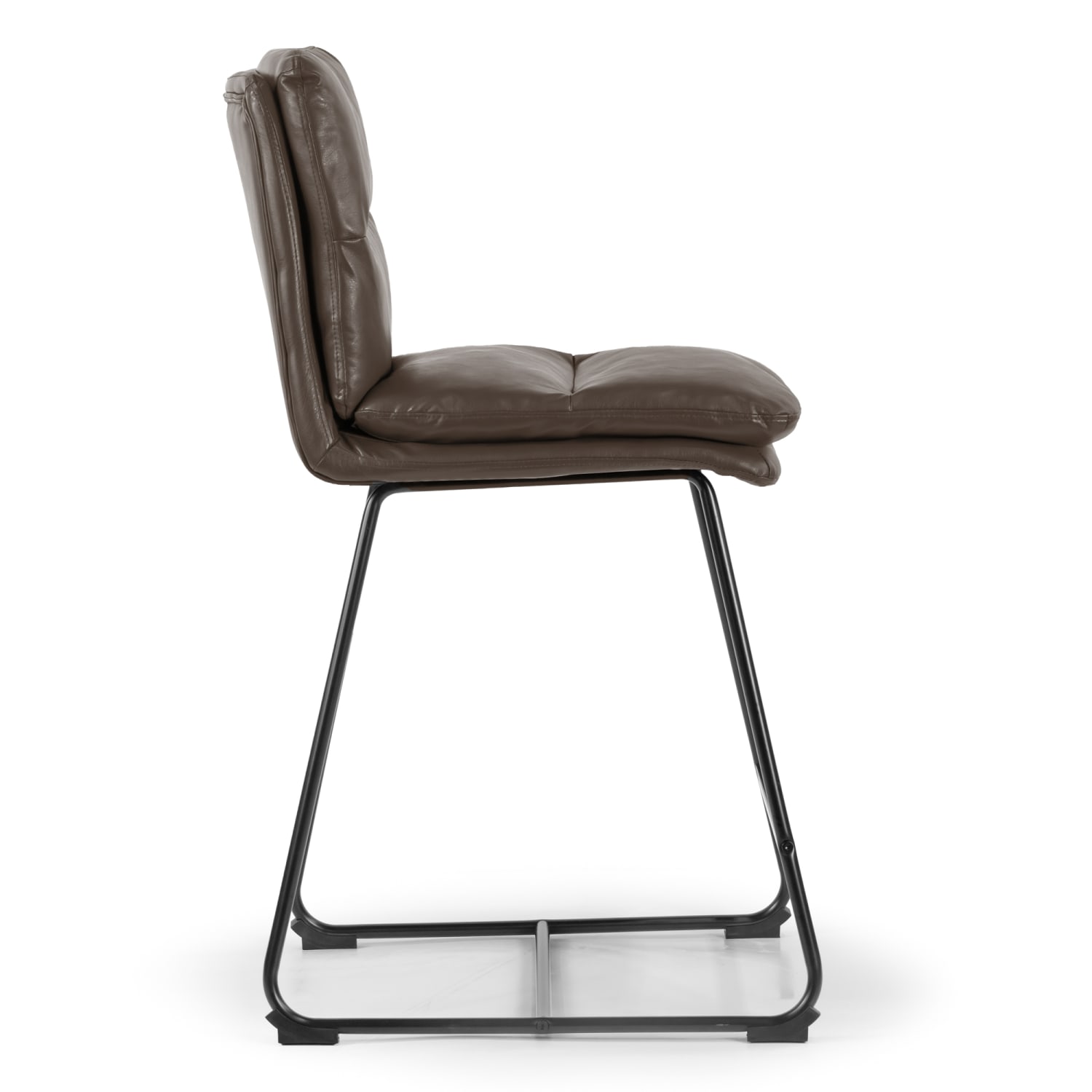 Glamour Home Aulani Faux Leather Counter Height Stools With Puffy Cushions, Brown, Set Of 2 Stools - Image 5