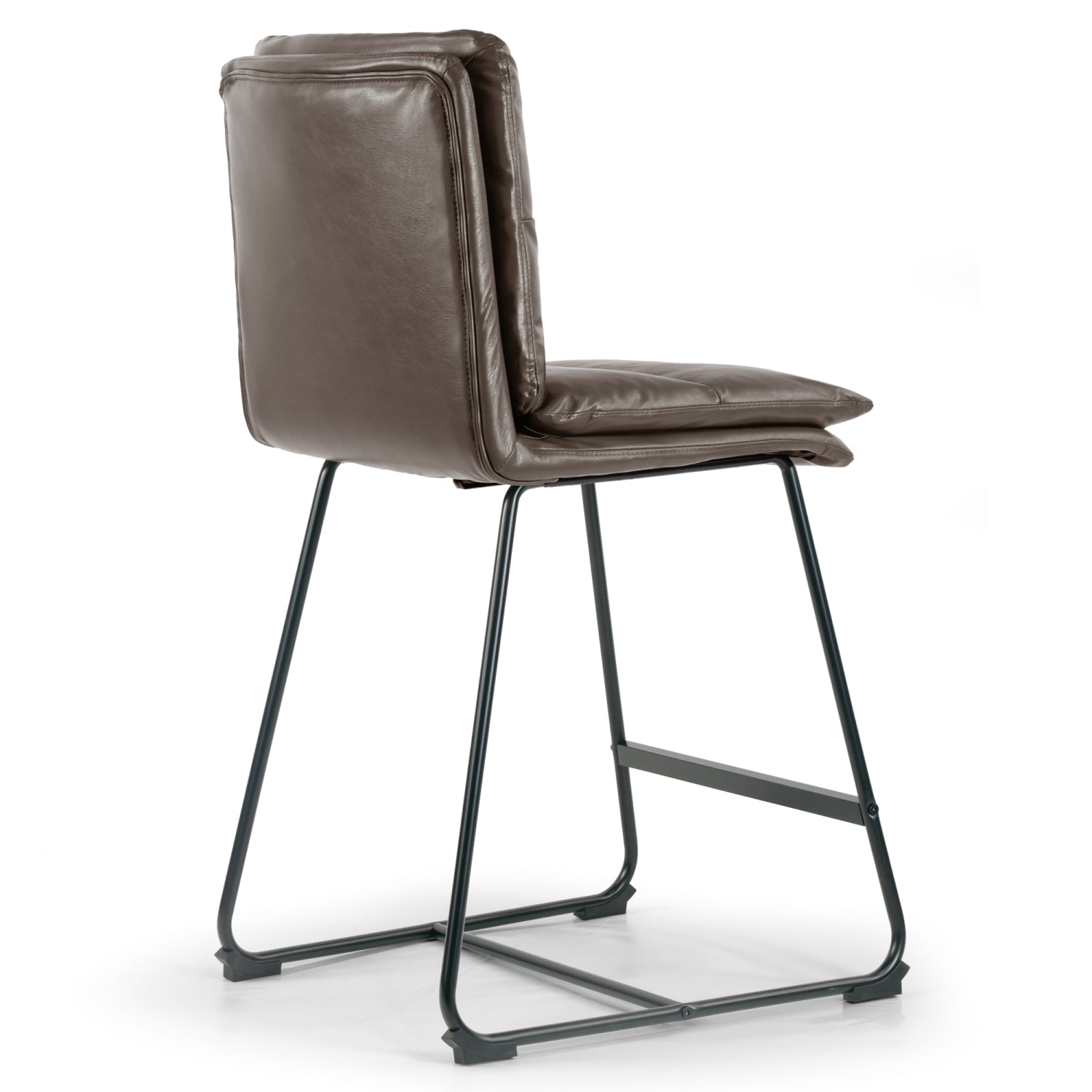 Glamour Home Aulani Faux Leather Counter Height Stools With Puffy Cushions, Brown, Set Of 2 Stools - Image 6