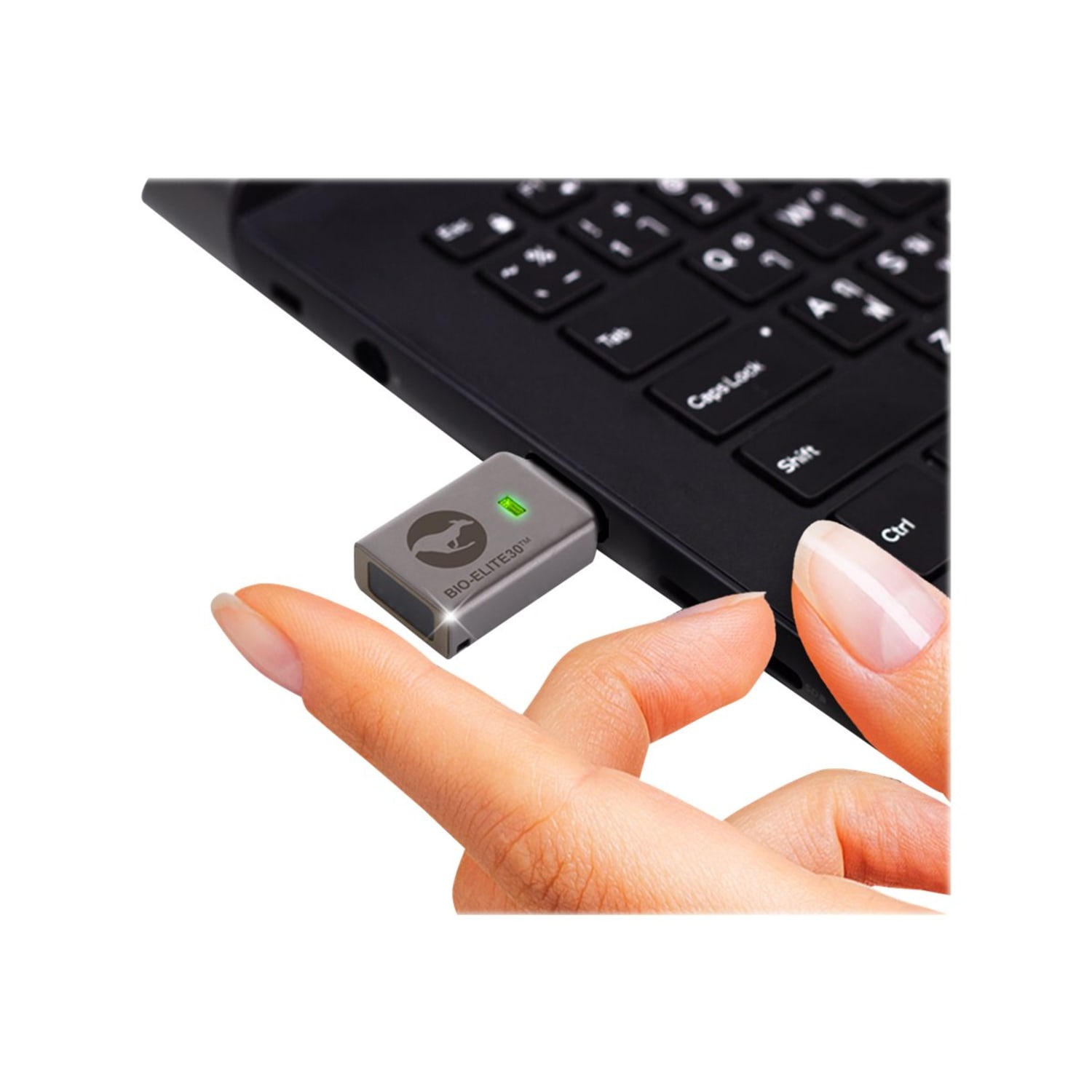 Kanguru Encrypted Defender Bio-Elite30 - USB flash drive (biometric) - encrypted - 32 GB - USB 3.2 Gen 1 - gray - TAA Compliant - Image 3
