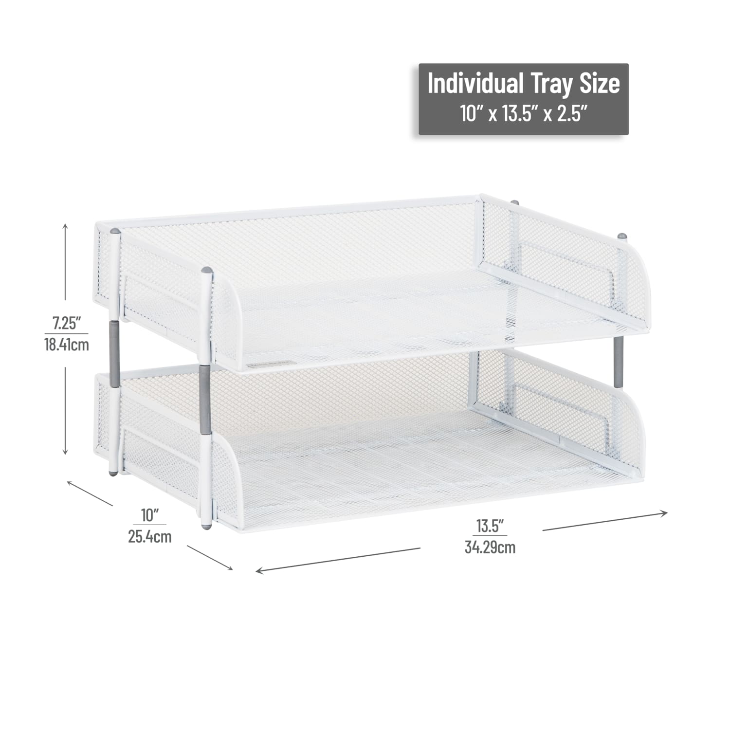 Mind Reader Stackable Desktop Organizer Paper Tray, 7-1/4inH x 10inW x 13-1/2inD, White, Set Of 2 Trays - Image 4