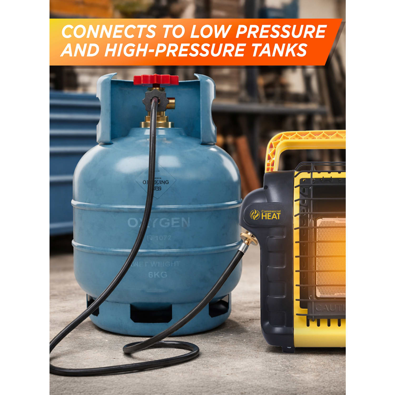 Commercial Heat Propane Hose Adapter for Portable Heaters, 10ft, Fits 1-Lb, 5-Lb Or 20-Lb Tanks, Black, Total Quantity 1 - Image 6