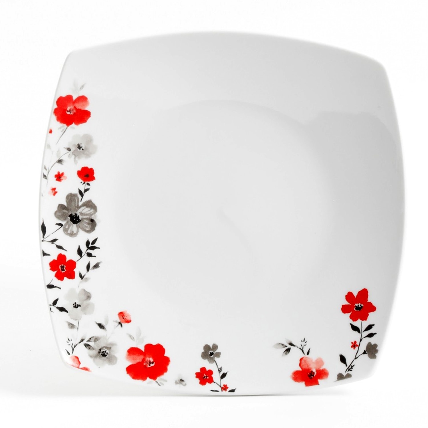 Gibson Home Rosetta Floral 16-Piece Fine Ceramic Dinnerware Set, White Floral - Image 3