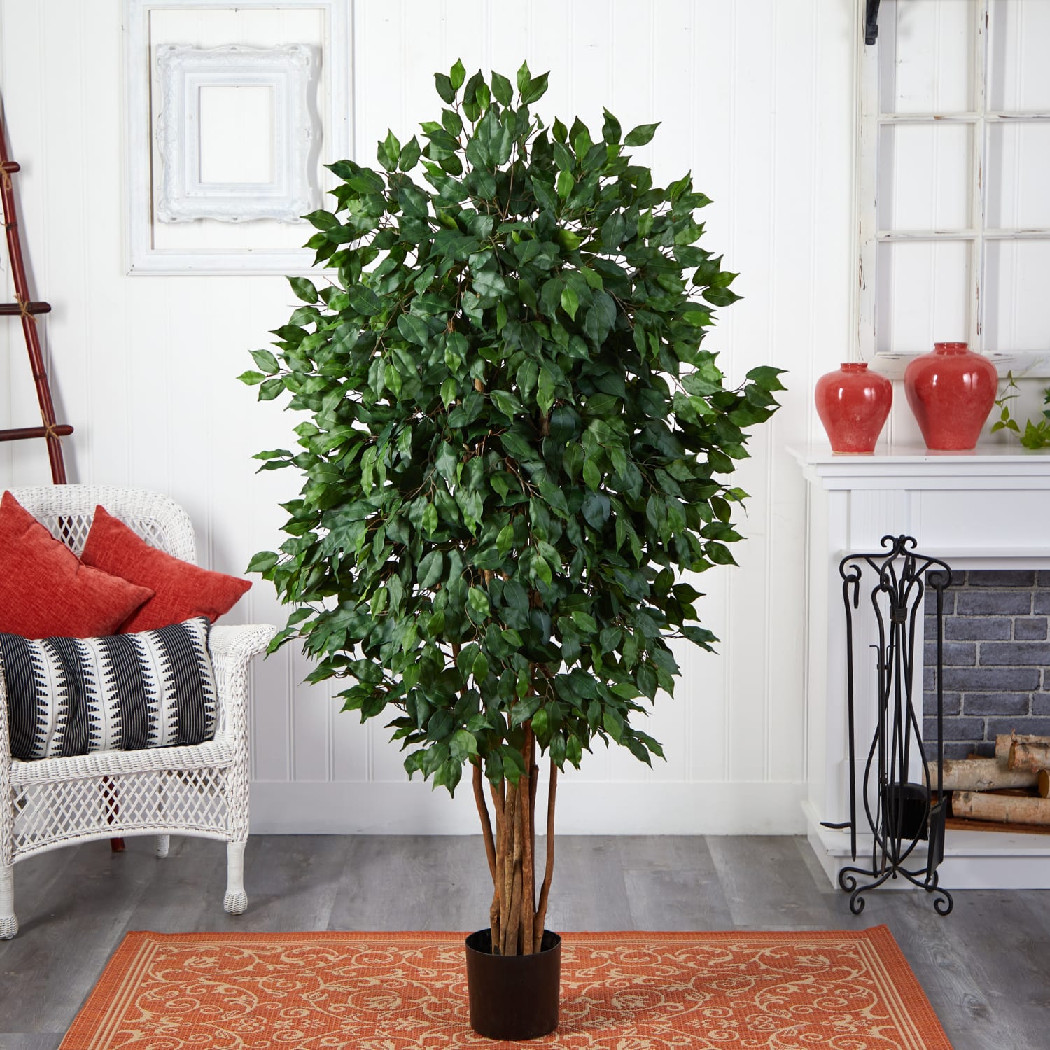 Nearly Natural Ficus 66inH Artificial Tree With Pot, 66inH x 12inW x 12inD, Green - Image 5