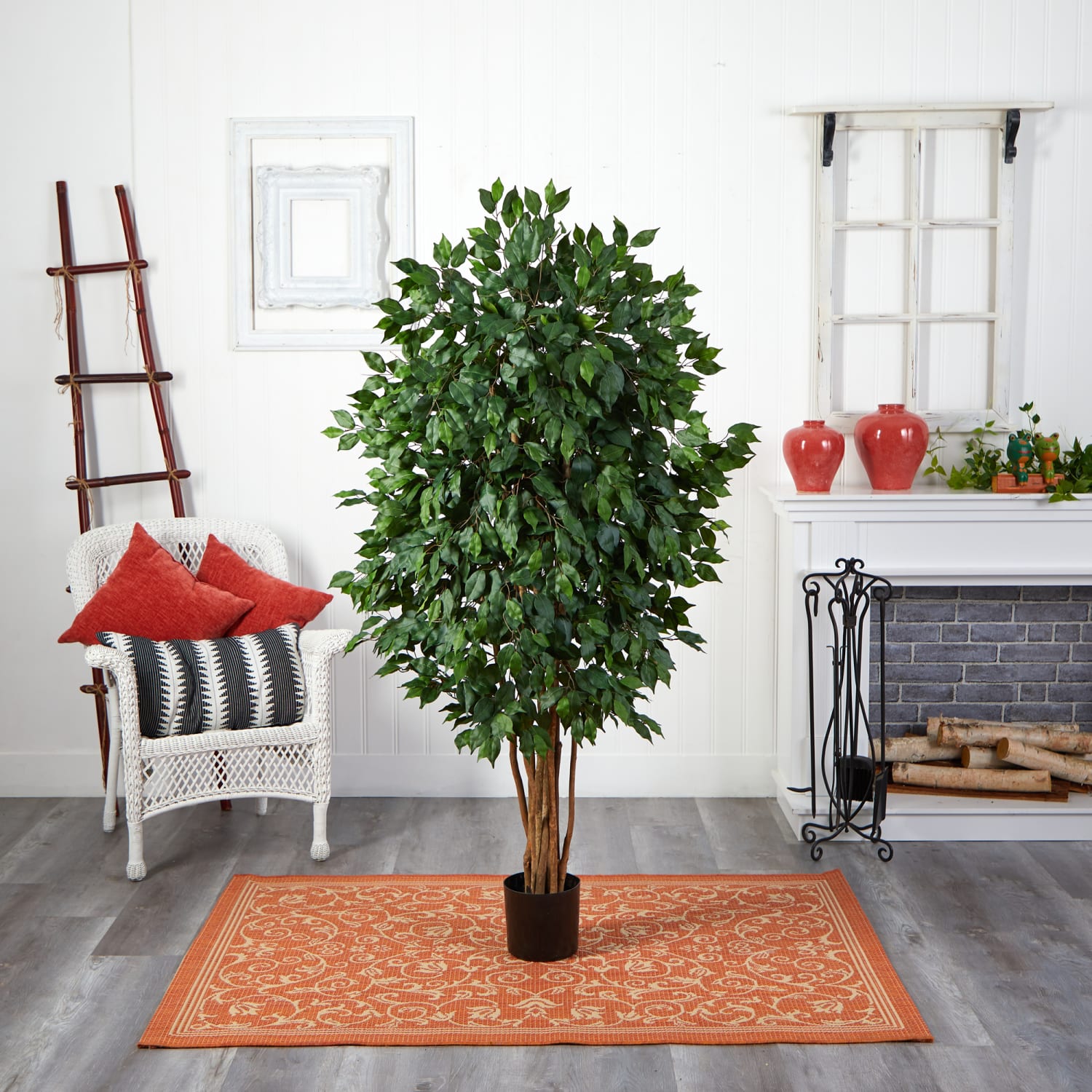 Nearly Natural Ficus 66inH Artificial Tree With Pot, 66inH x 12inW x 12inD, Green - Image 6