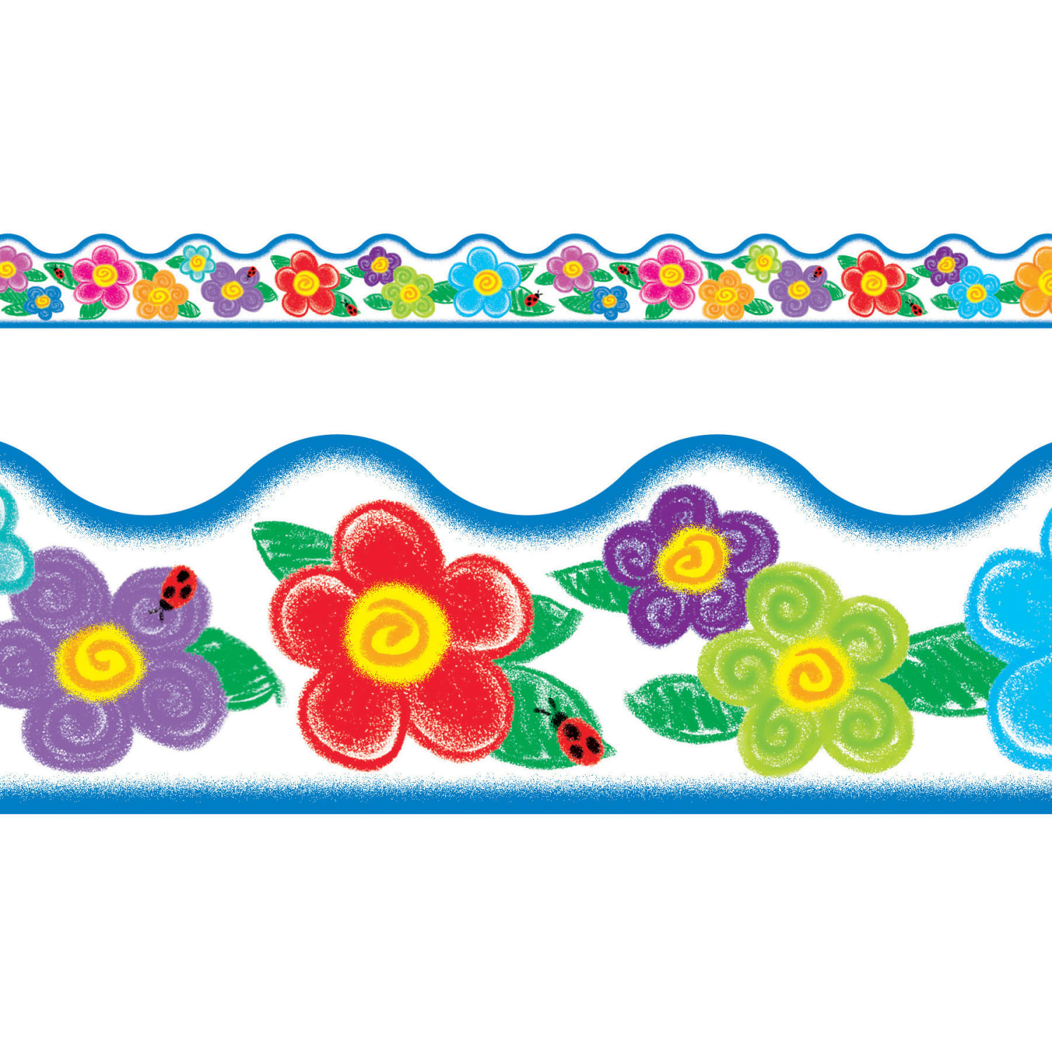 Trend Terrific Trimmers Packs, 39' x 2-1/4in, Crayon Flowers, Set Of 6 Packs - Image 3