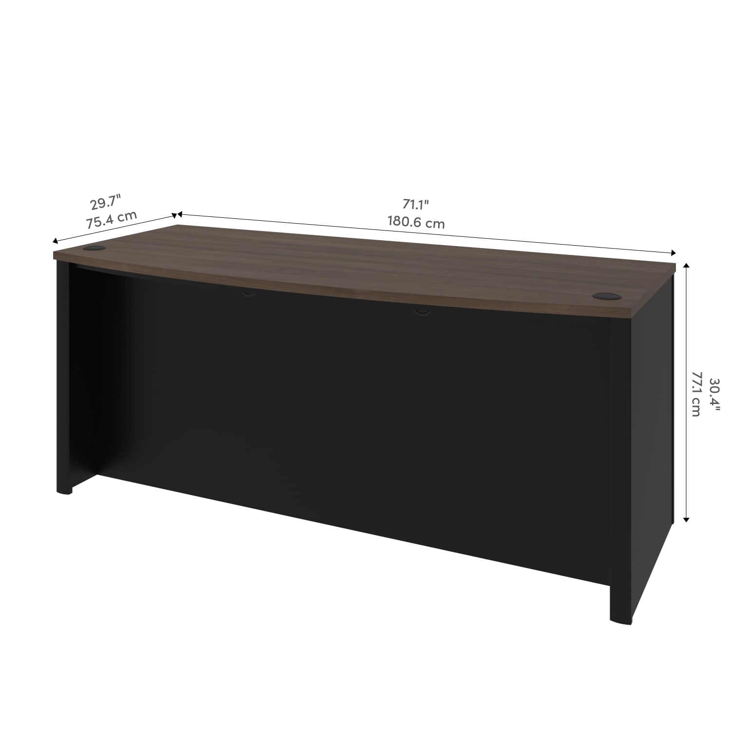 Bestar Connexion 72inW Computer Desk Shell, Antigua/Black - Image 6