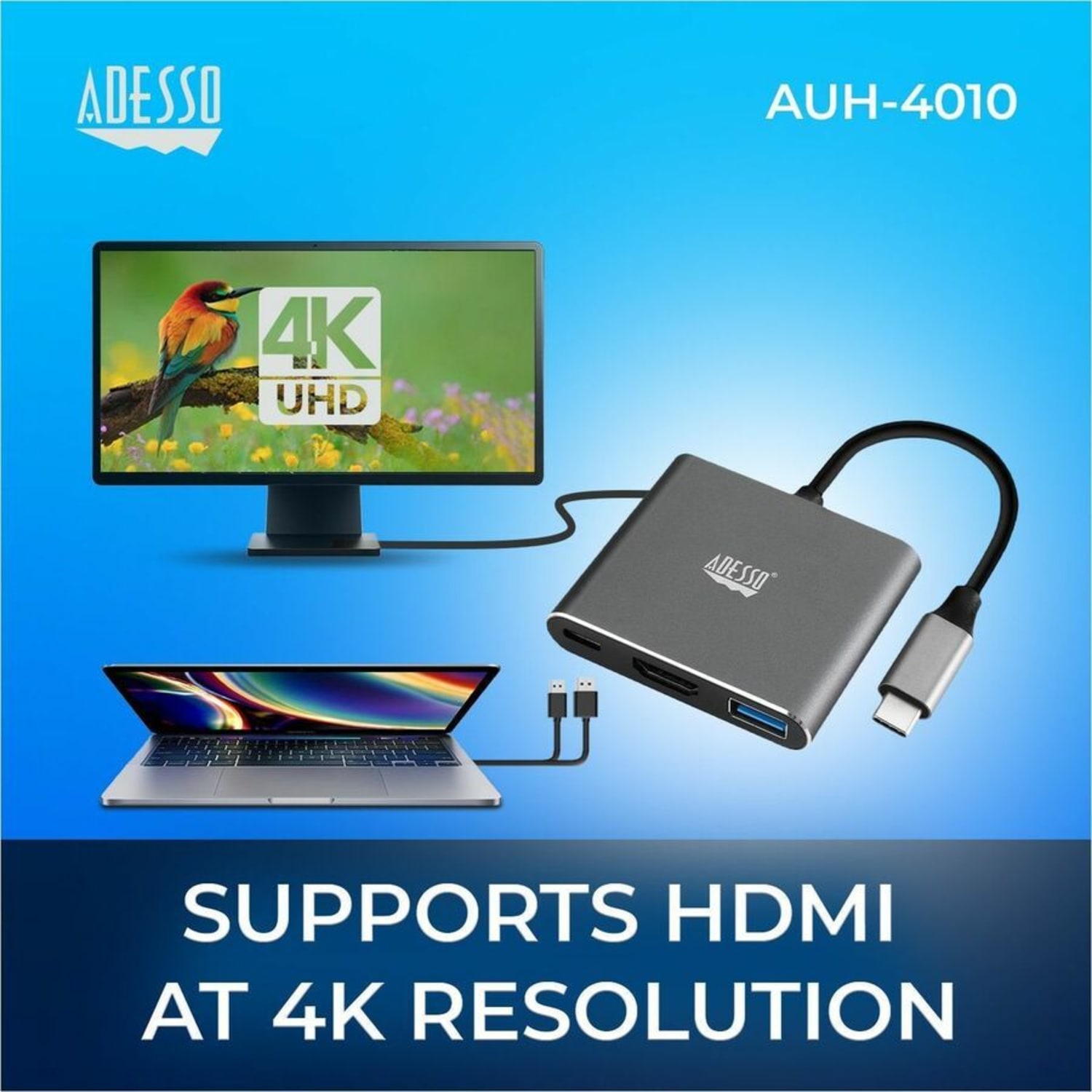Adesso 3-IN-1 USB-C Multi-Port Docking Station (TAA Compliant) -  - AUH4010 - Image 4