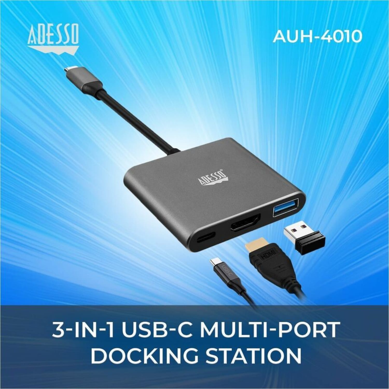 Adesso 3-IN-1 USB-C Multi-Port Docking Station (TAA Compliant) -  - AUH4010 - Image 6