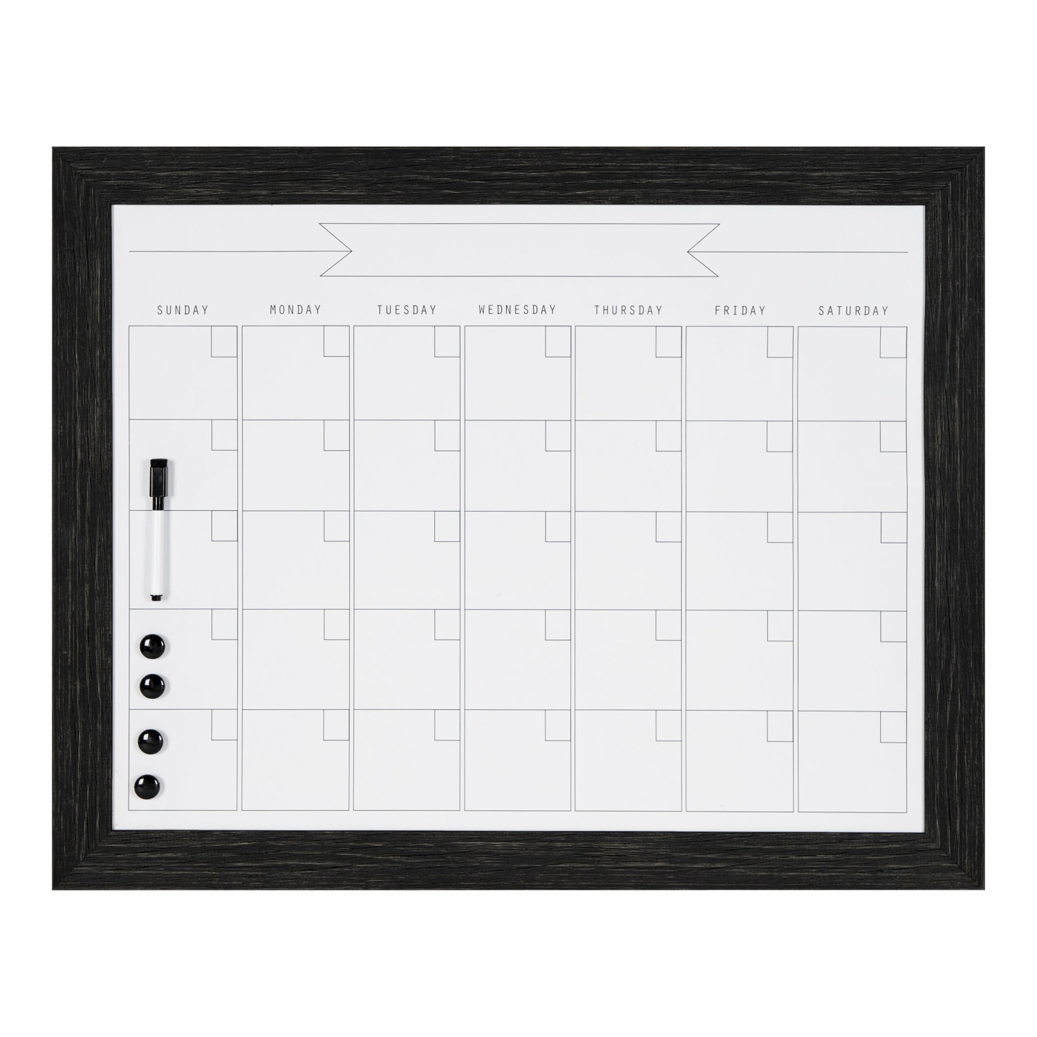 DesignOvations Beatrice Magnetic Framed Dry-Erase Monthly Calendar, Melamine, 23in x 29in, White, Black Plastic Frame - Image 3