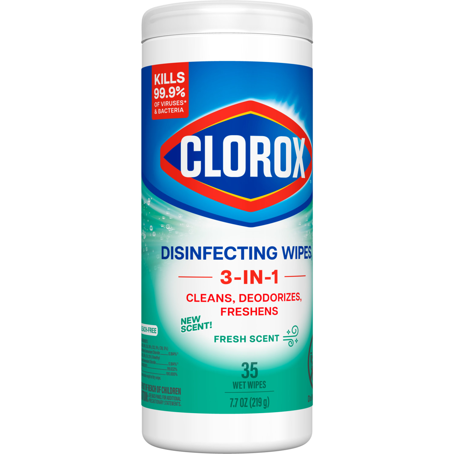 Clorox Disinfecting Bleach Free Cleaning Wipes, Fresh Scent, 35 Wipes Per Canister, Box Of 12 Canisters - Image 4