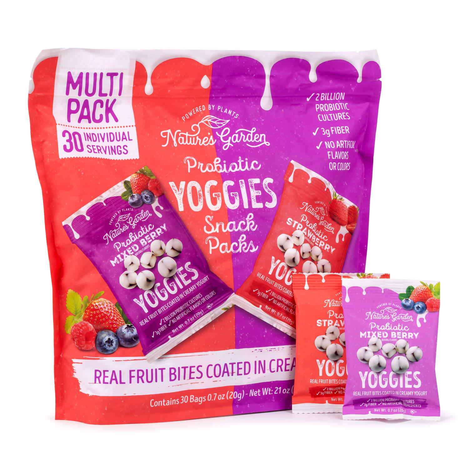 Natures Garden Probiotic Yoggies Variety Snack Packs, 0.7 Oz, Case Of 30 Packs - Image 4