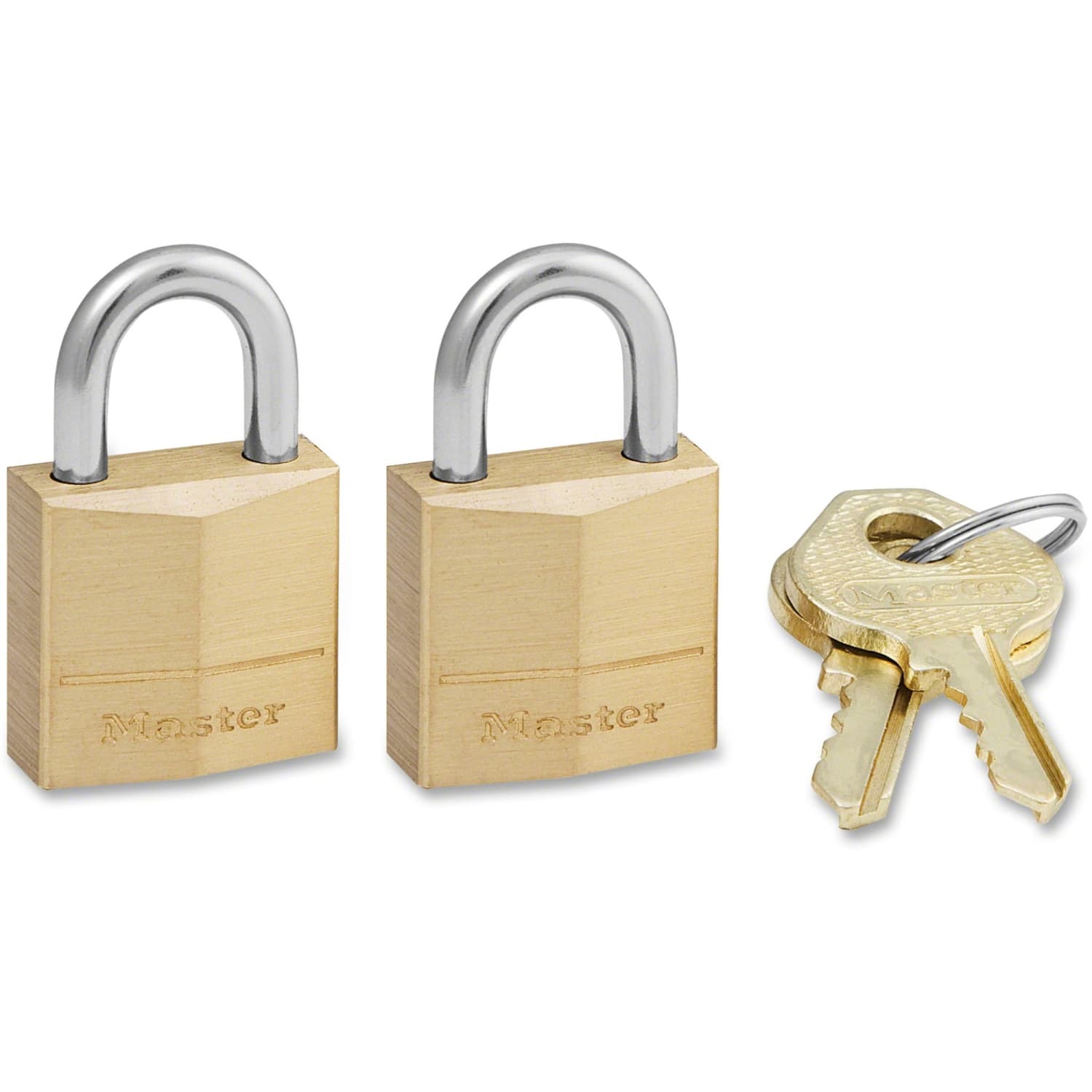 Master Lock Three-Pin Brass Tumbler Locks - 0.16in Shackle Diameter - Brass - 2 / Pack - Image 4