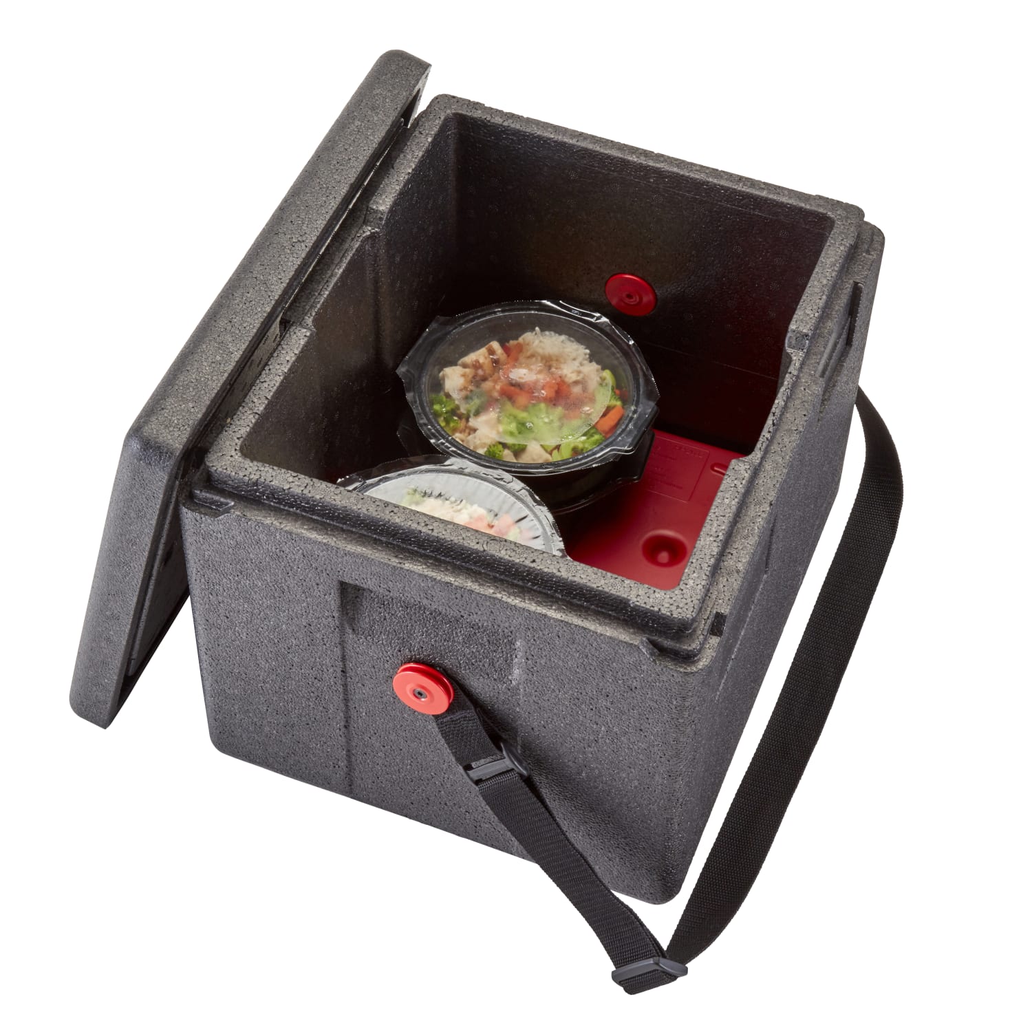 Cambro Cam GoBox Half-Size Top Loading Food Transporter, With Web Strap, 12-7/16inH x 13inW x 15-7/16inD, Black - Image 3