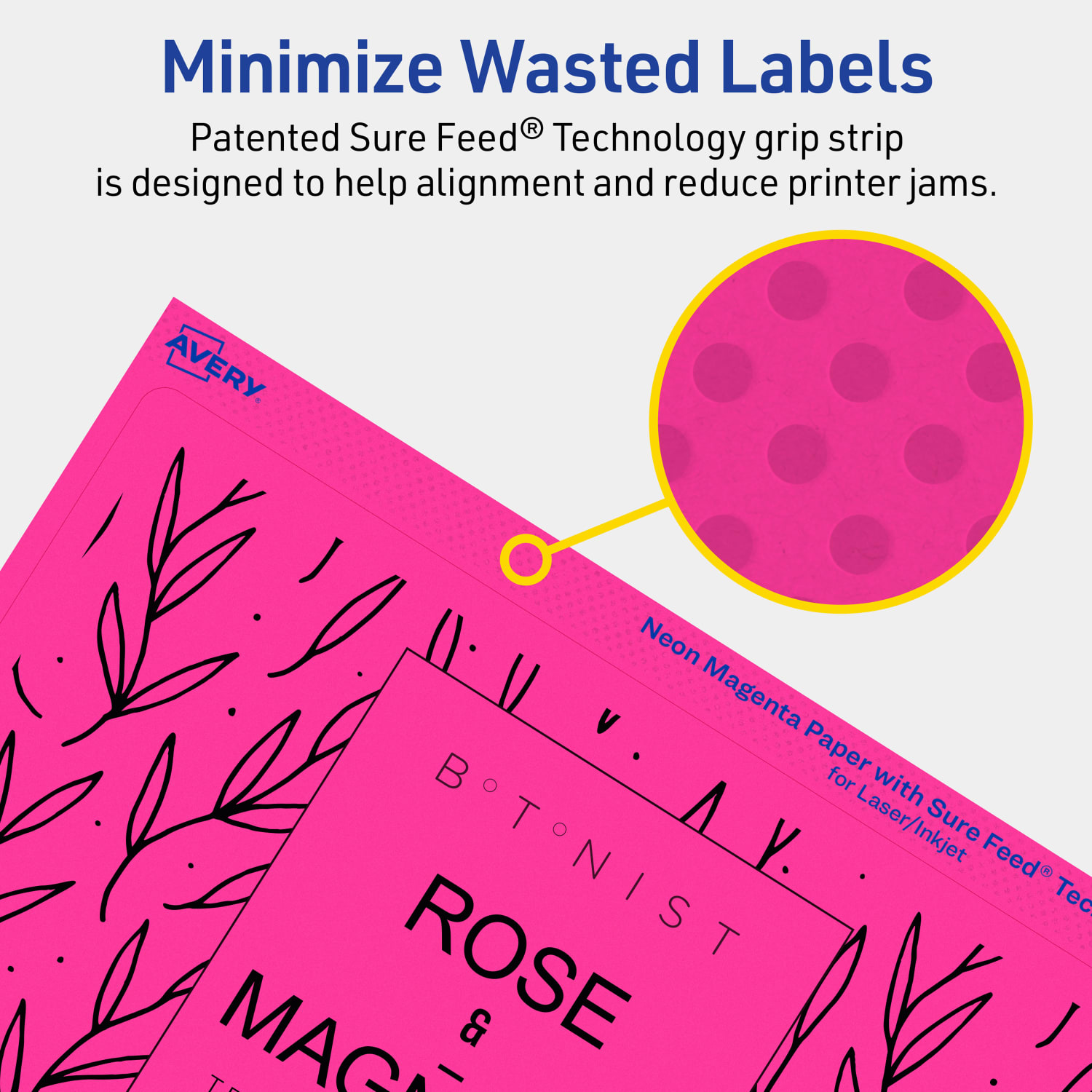 Avery Printable Labels With Sure Feed Technology, 94259-NMP40, Rectangle, 5in x 8-1/8in, Matte Neon Magenta, Pack of 80 - Image 5