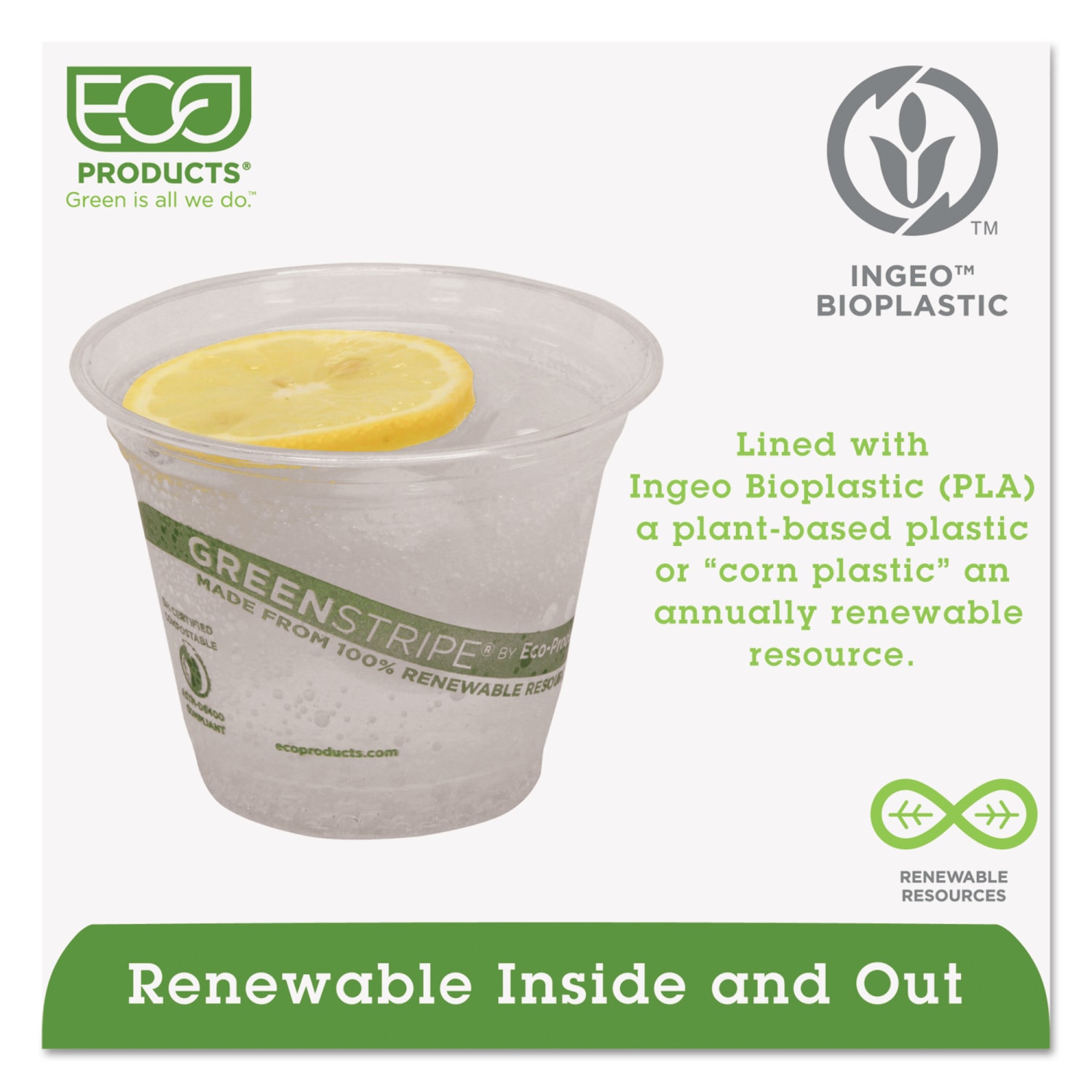 Eco-Products GreenStripe PLA Compostable Cold Cups, Clear/Green, 9 Oz, Pack Of 1,000 - Image 4