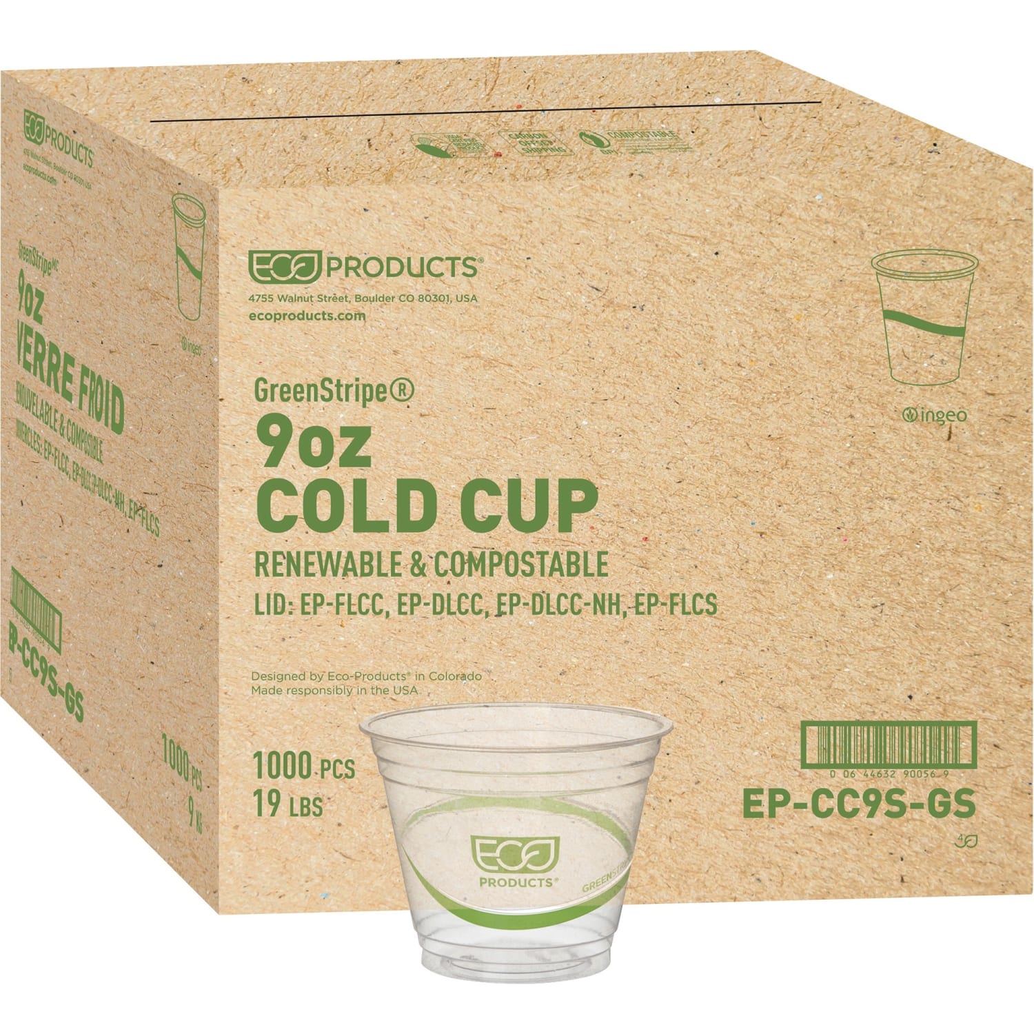 Eco-Products GreenStripe PLA Compostable Cold Cups, Clear/Green, 9 Oz, Pack Of 1,000 - Image 6