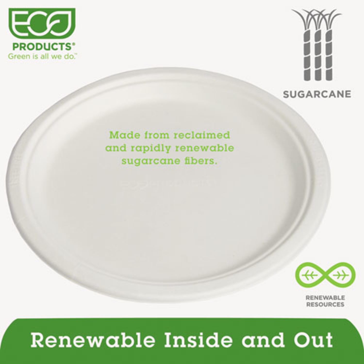 Eco-Products Sugarcane Plates - 10in Diameter Plate - Sugarcane Fiber Plate - Microwave Safe - 500 Piece(s) / Carton - Image 3