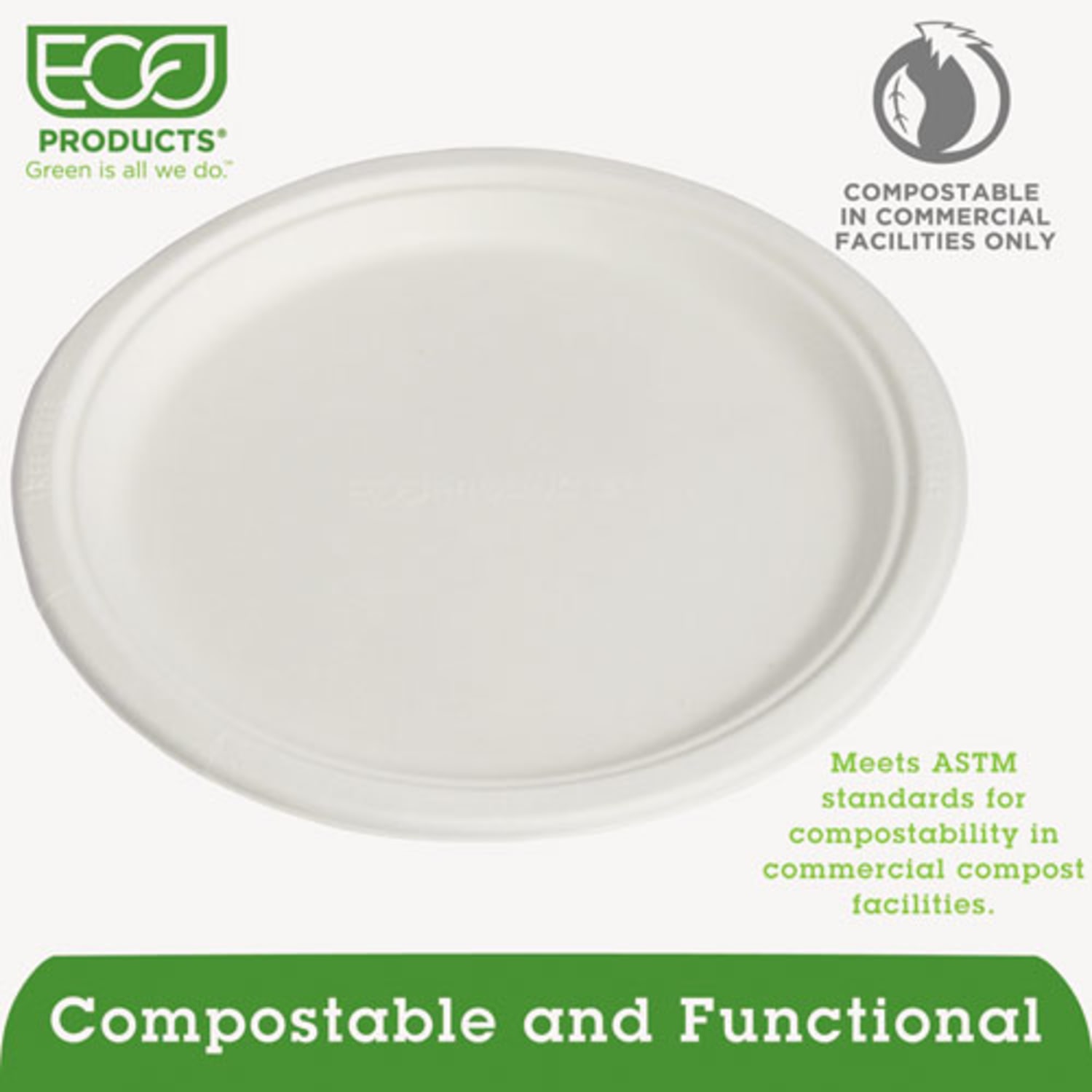 Eco-Products Sugarcane Plates - 10in Diameter Plate - Sugarcane Fiber Plate - Microwave Safe - 500 Piece(s) / Carton - Image 4