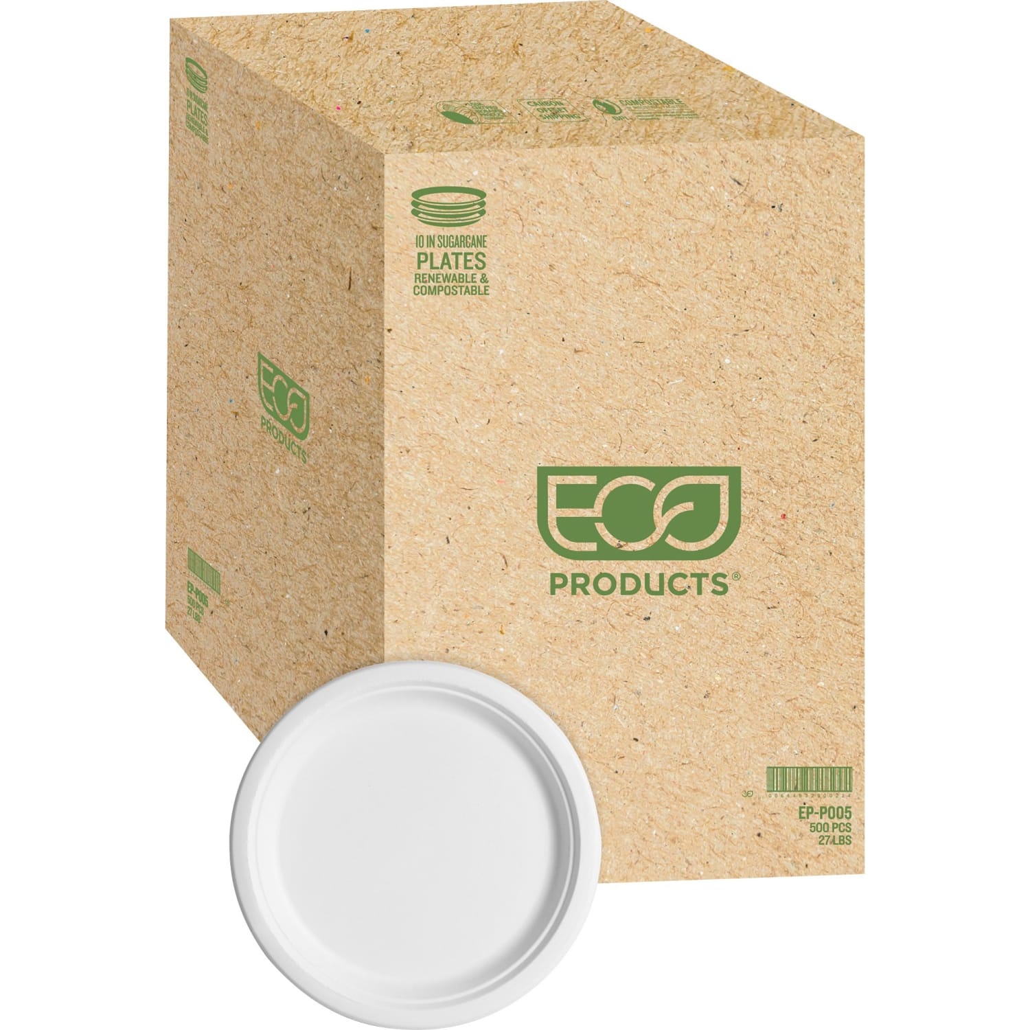 Eco-Products Sugarcane Plates - 10in Diameter Plate - Sugarcane Fiber Plate - Microwave Safe - 500 Piece(s) / Carton - Image 5