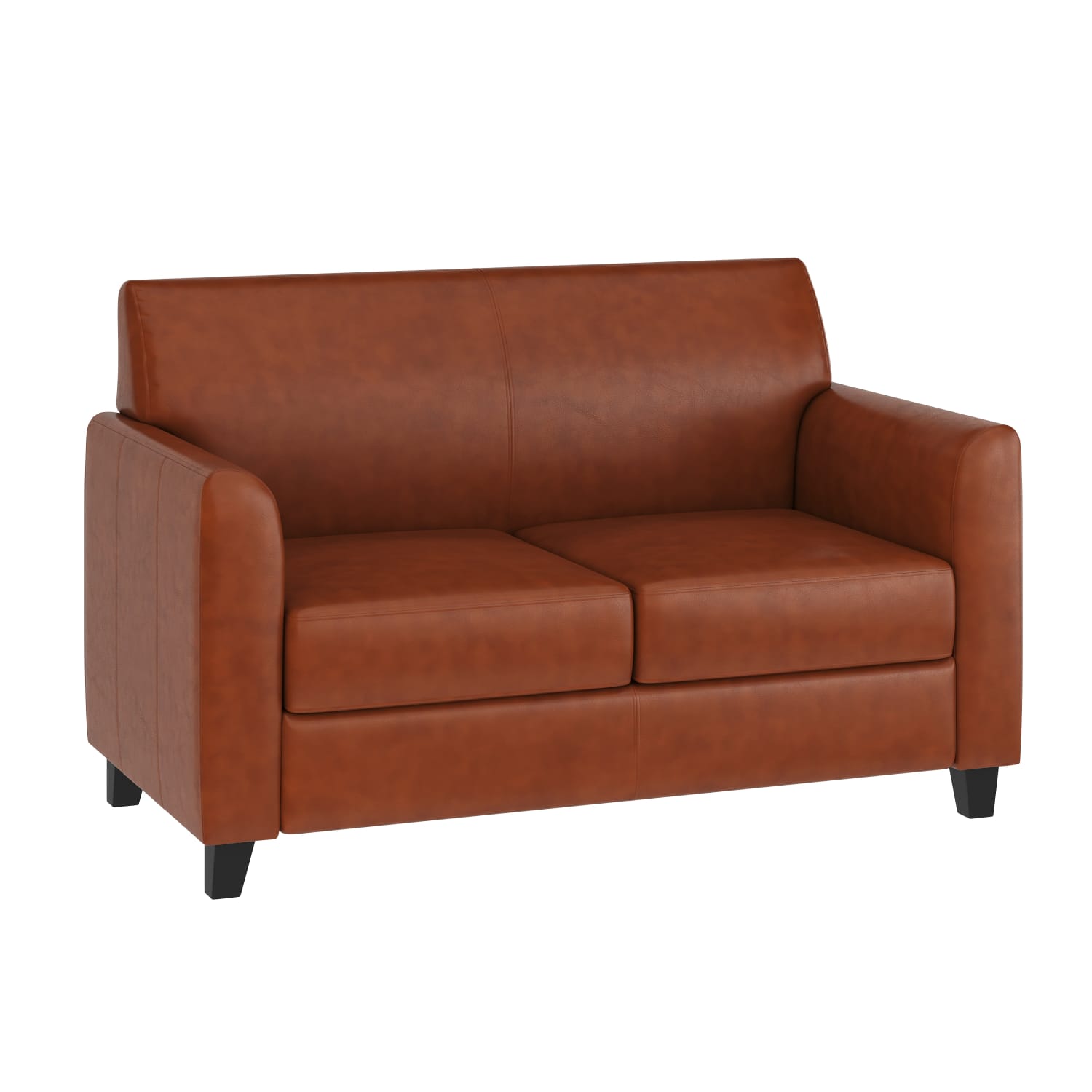 Flash Furniture Hercules Diplomat Loveseat, 32-1/2inH x 52inW x 29inD, Cognac/Black