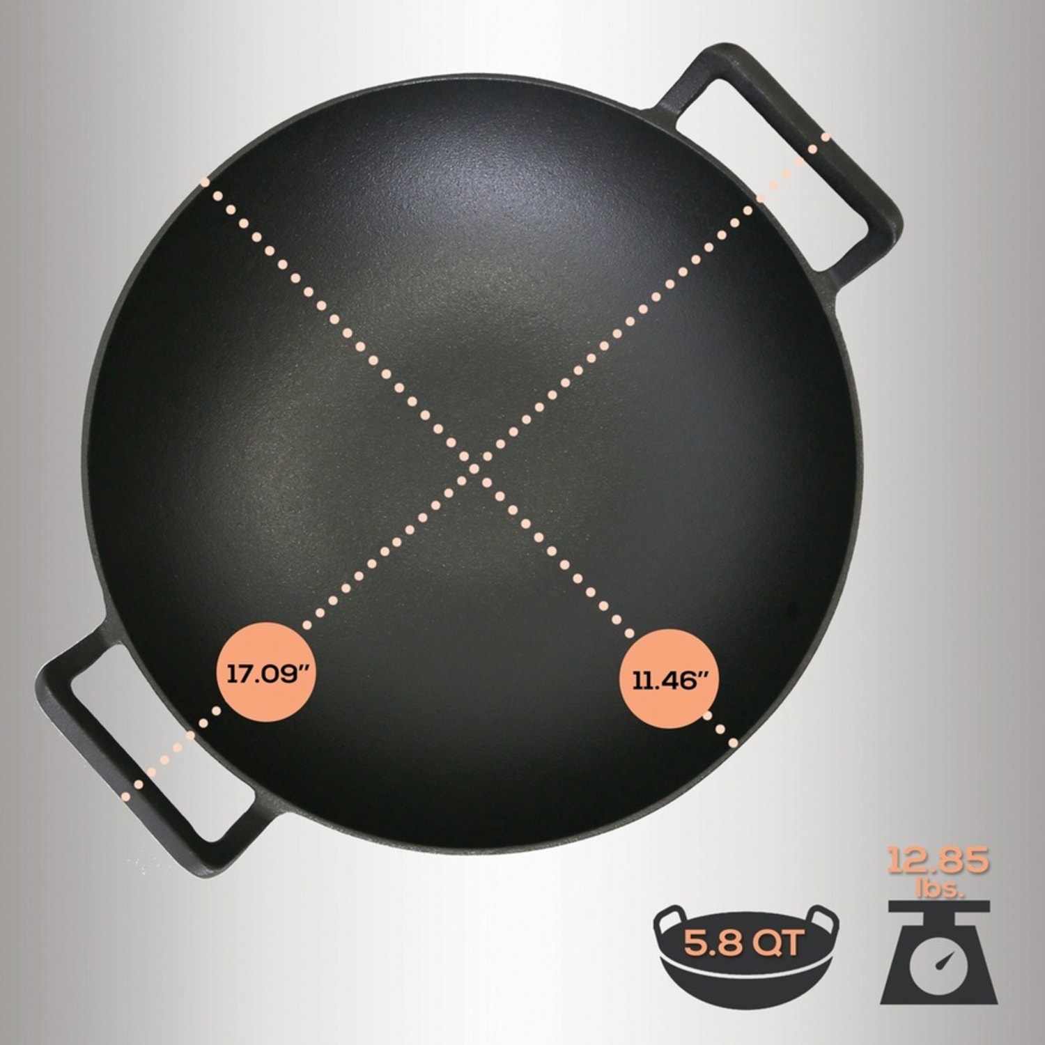 NutriChef Pre-Seasoned Cooking Wok - Cast Iron Stir Fry Wok with Wooden Lid - 2 Pieces - Cooking, Frying - NCCIWOK60 - Image 4