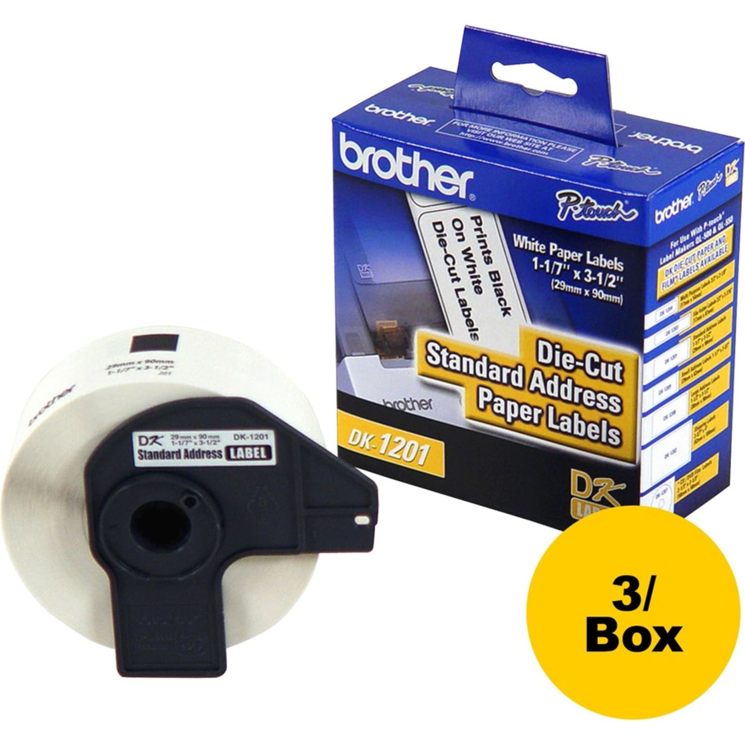 Brother Standard Address Paper Labels - 3 9/64in Width x 1 9/64in Length - Direct Thermal - White - Paper - Die-cut - 400 / Roll - 3 / Box - Image 4