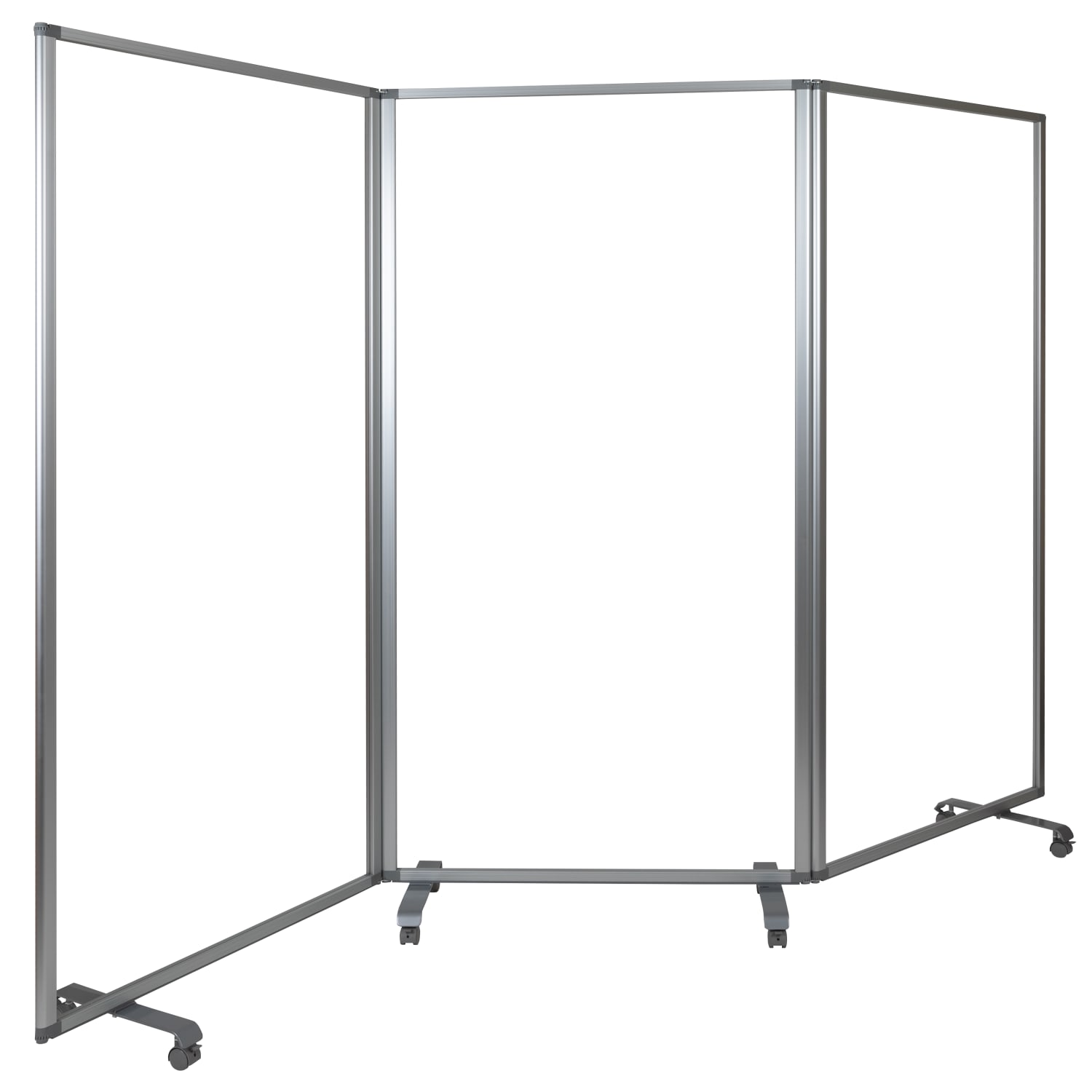 Flash Furniture Transparent Acrylic Mobile Partition With Lockable Casters, 72-3/16inH x 106-1/2inW x 25-7/16inD, Clear - Image 3