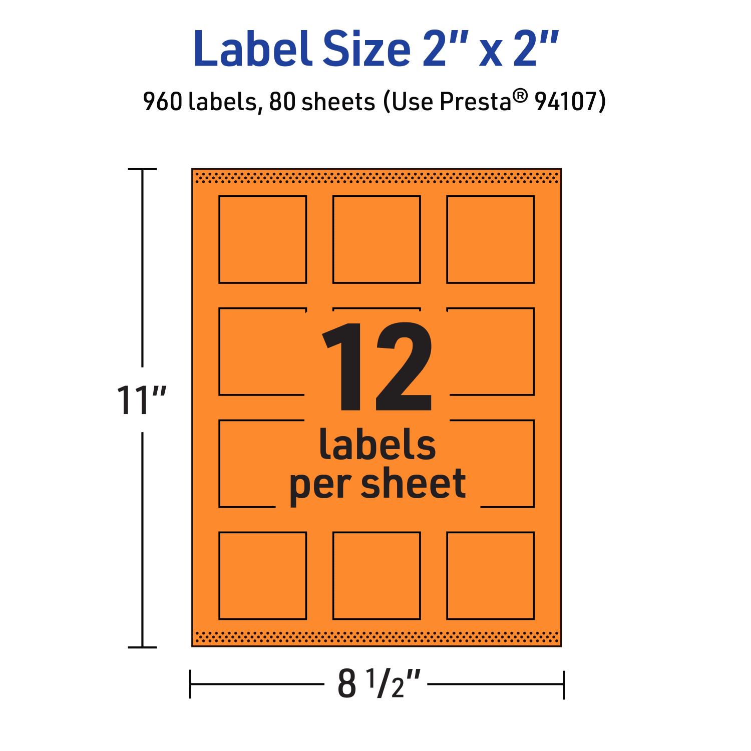 Avery Print-To-The-Edge Labels With Sure Feed Technology And Easy Peel, 94107-BOP80, Square, 2in x 2in, Matte Bright Orange, Pack of 960 - Image 6