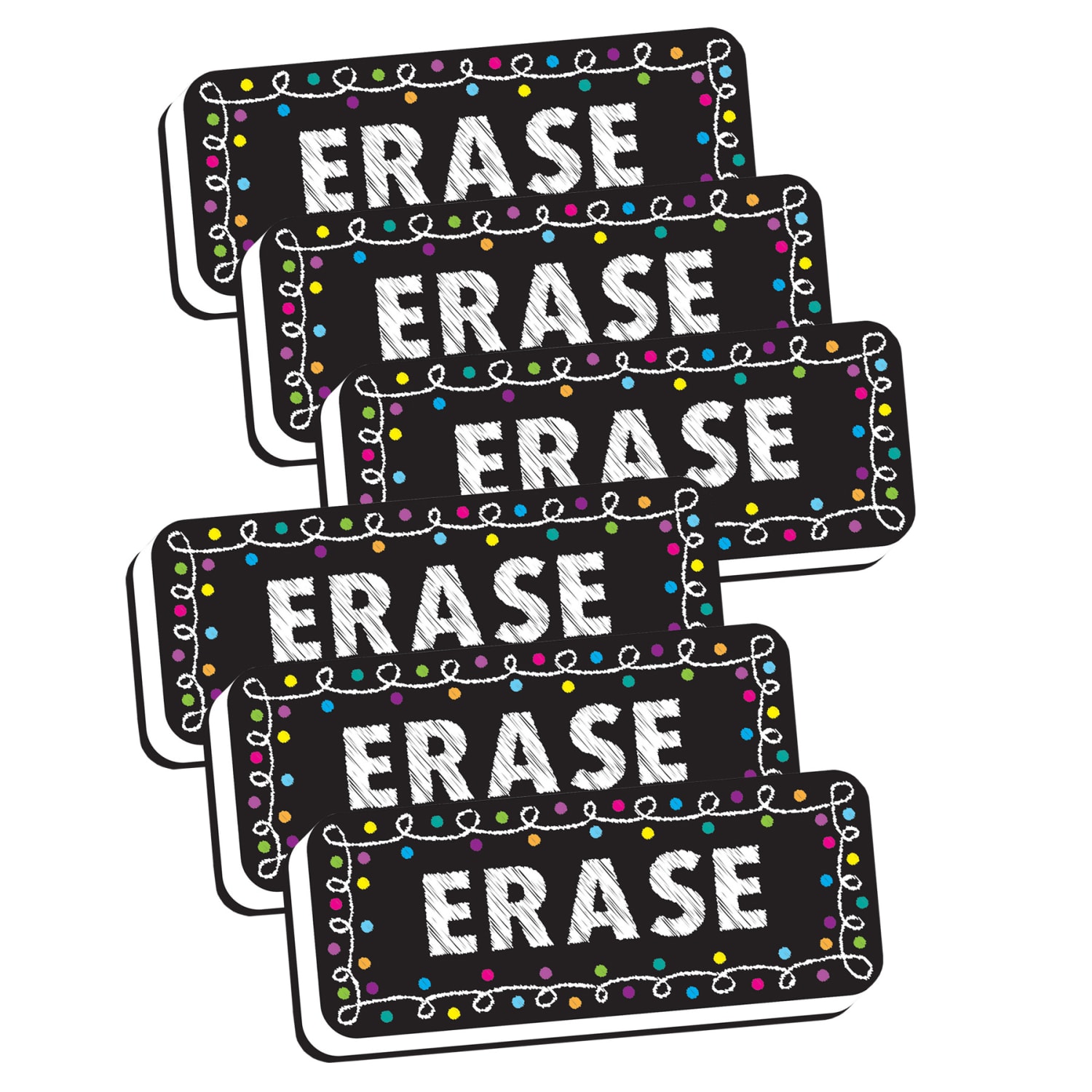 Ashley Productions Magnetic Whiteboard Erasers, Chalk Loops, 2in x 5in, Pack Of 6 Erasers