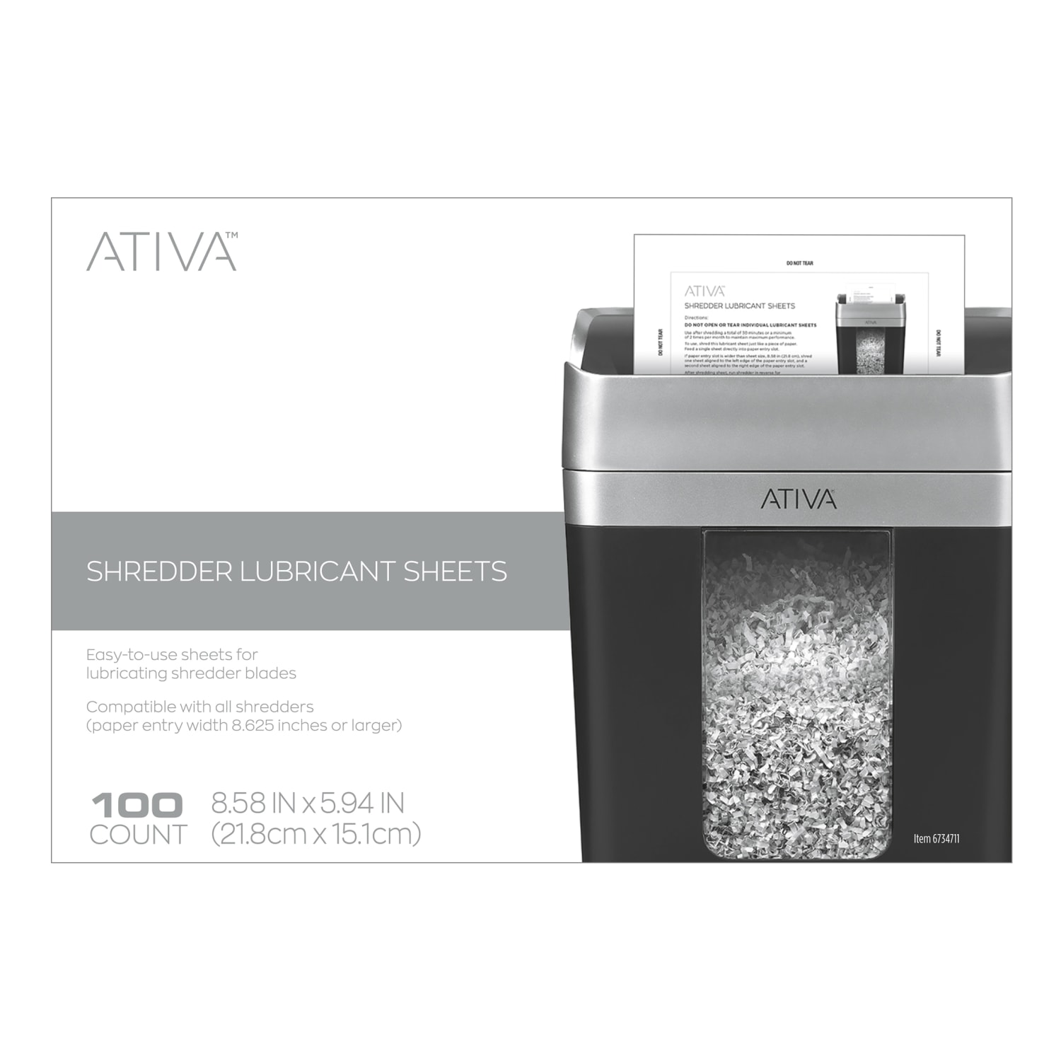 Ativa Shredder Lubricant Sheets, Pack Of 100 Sheets - Image 3