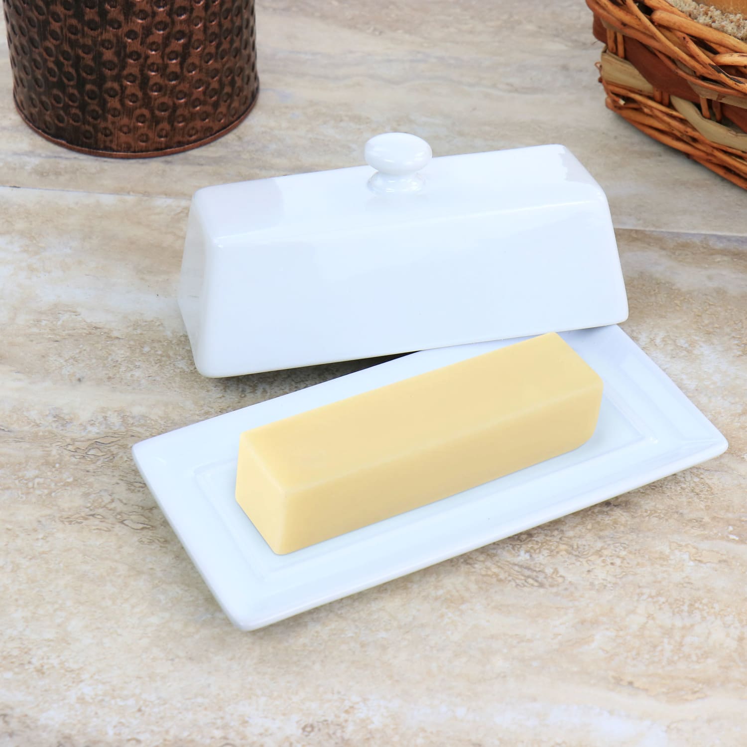Martha Stewart Ceramic Butter Dish With Lid, White - Image 6
