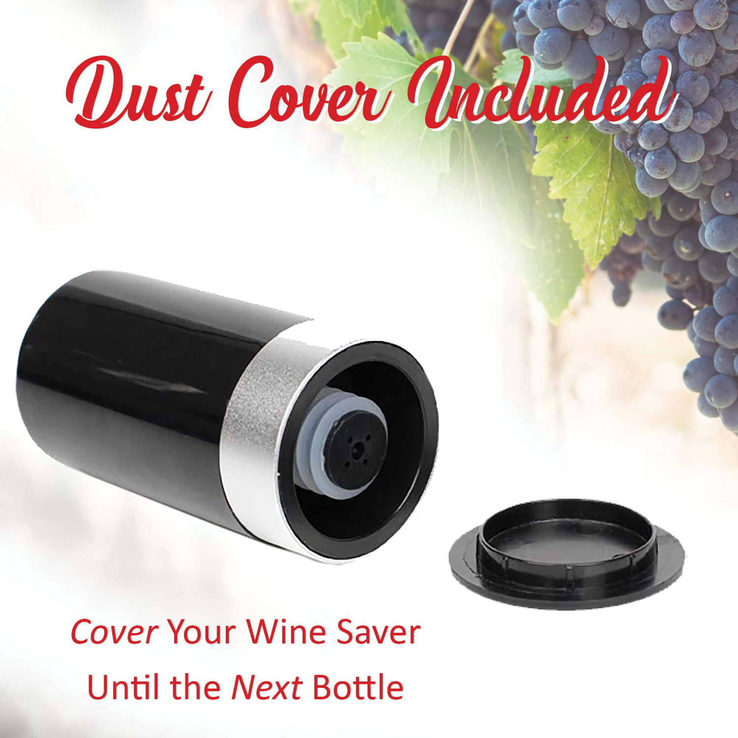 Brentwood Portable Automatic Vacuum Wine Preserver and Bottle Stopper, 3-1/4inH x 1-3/4inW x 1-3/4inD, Black - Image 4