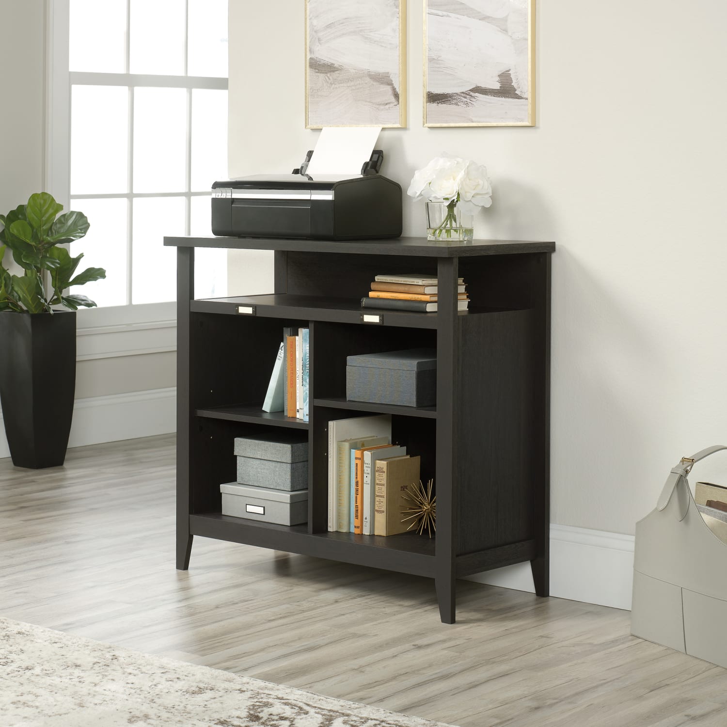 Sauder Summit Station 36inH 4-Cube Storage Bookcase, Raven Oak - Image 3