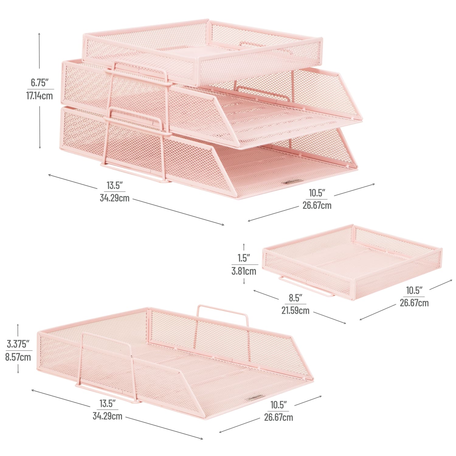 Mind Reader 2-Tier Paper Tray With Top Supply Compartment, 6-3/4inH x 13-1/4inW x 10-1/2inD, Pink - Image 4