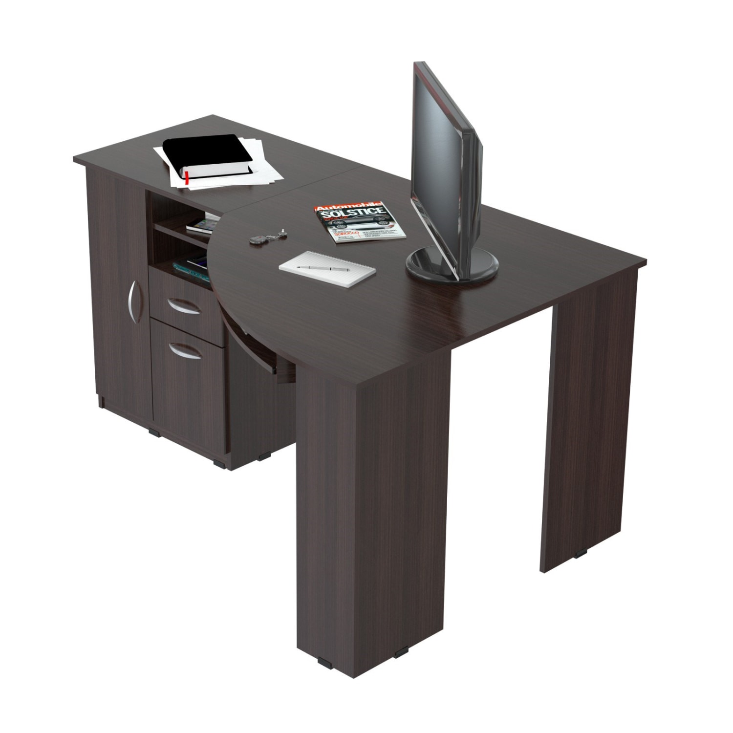Inval 59inW Corner Desk, Espresso-Wengue - Image 3