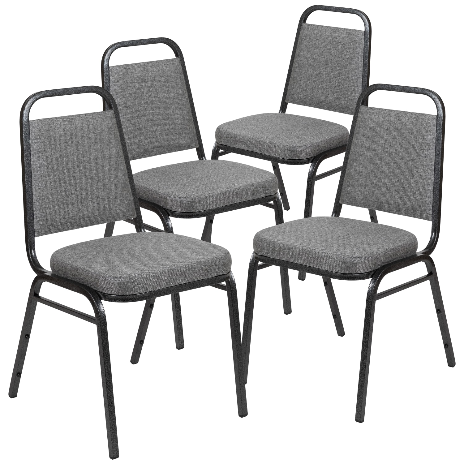 Flash Furniture HERCULES Series Trapezoidal Back Stacking Banquet Chairs, Gray/Silvervein, Pack Of 4 Chairs - Image 4