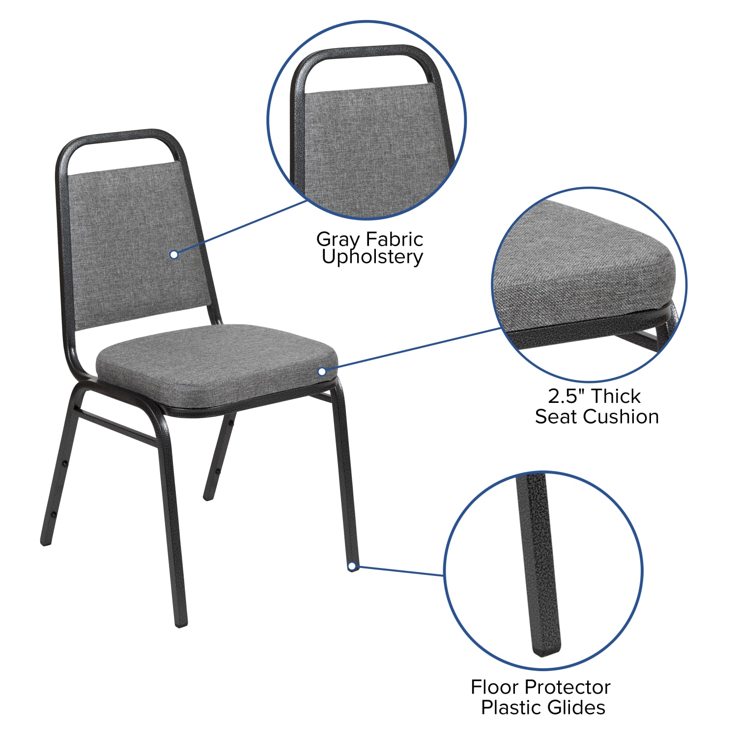 Flash Furniture HERCULES Series Trapezoidal Back Stacking Banquet Chairs, Gray/Silvervein, Pack Of 4 Chairs - Image 6