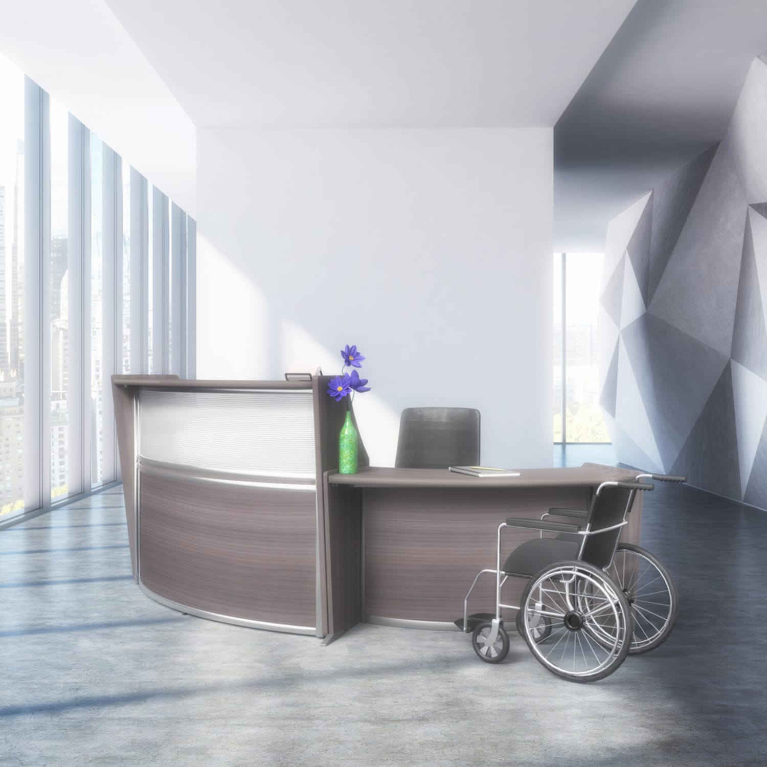 Regency Marque 63inW ADA-Unit Curved Reception Desk Workstation, Gray - Image 3