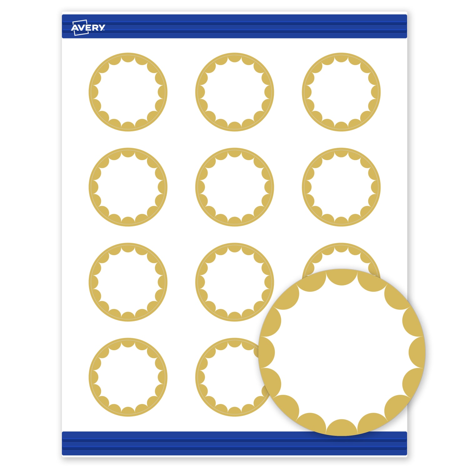 Avery Printable Round Cards With Sure Feed Technology, 2in, Matte White With Preprinted Gold Dots Edge, Pack Of 120 - Image 3