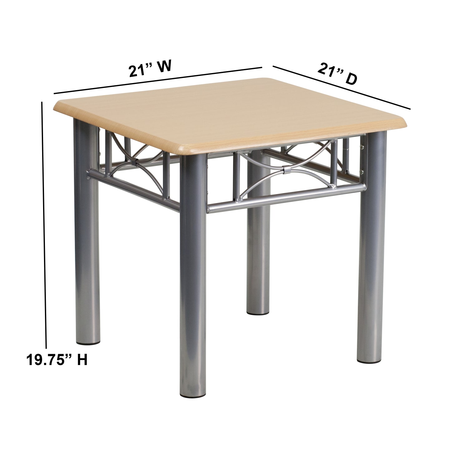 Flash Furniture End Table, 19-3/4inH x 21inW x 21inD, Natural/Silver - Image 5