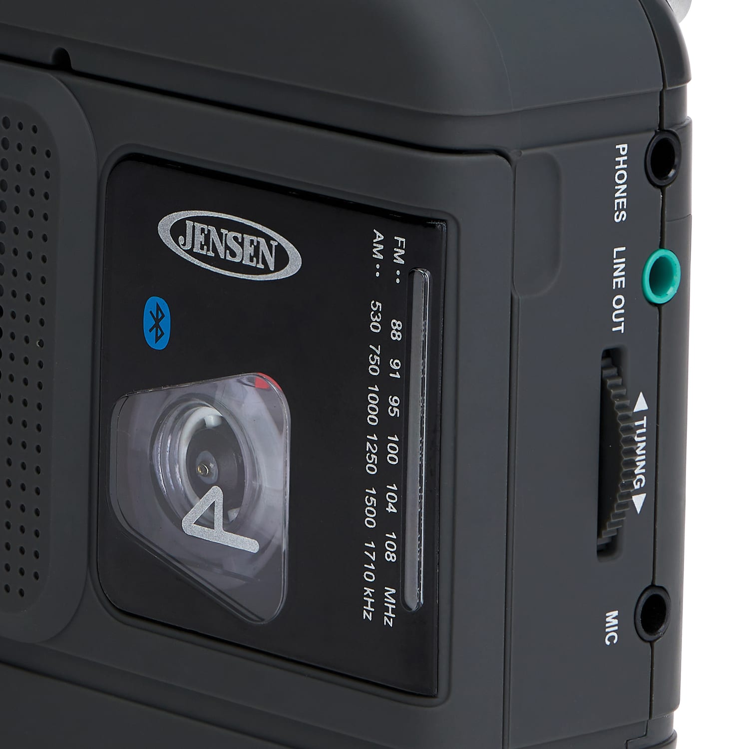 Jensen MCR-60 Bluetooth Portable Personal Cassette Player/Recorder With AM/FM Radio, 4.6inH x 3.6inW x 1.8inD, Black - Image 4