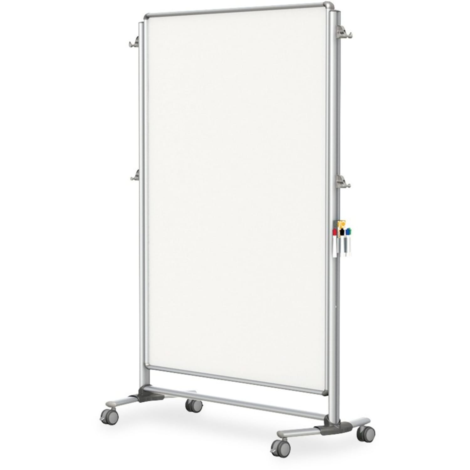 Ghent Nexus Jr. Partition Mobile Porcelain Magnetic Double-Sided Dry-Erase Whiteboard, 76 1/8in x 52 3/8in, Aluminum Frame With Satin Silver Finish - Image 3