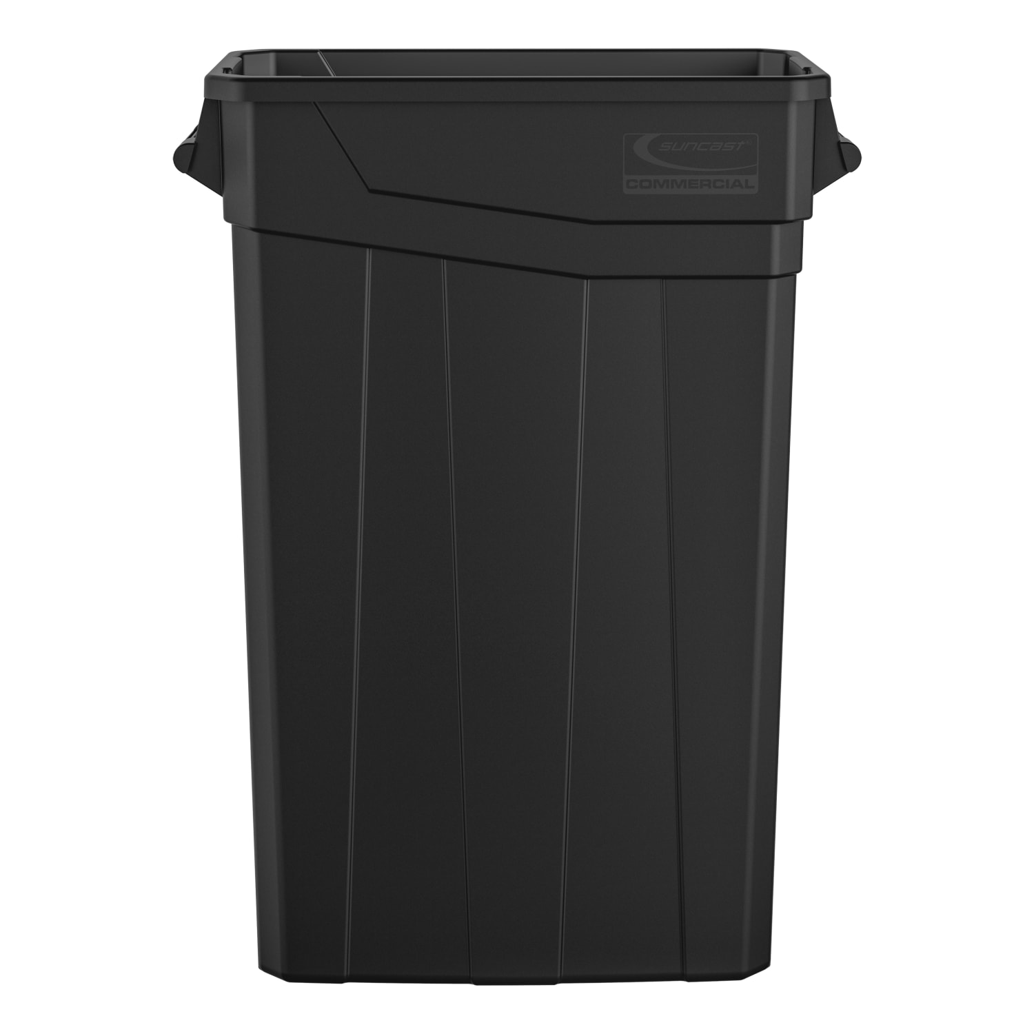 Suncast Commercial Narrow Rectangular Resin Trash Can, With Handles, 23 Gallons, 30inH x 11inW x 22inD, Black - Image 5