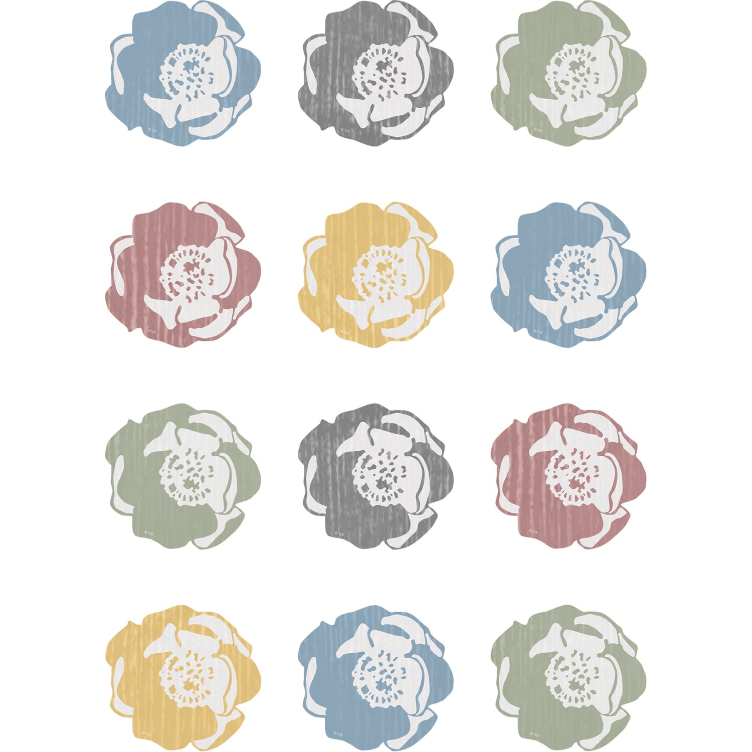 Teacher Created Resources Mini Accents, Classroom Cottage Rosettes, 36 Accents Per Pack, Set Of 6 Packs - Image 3
