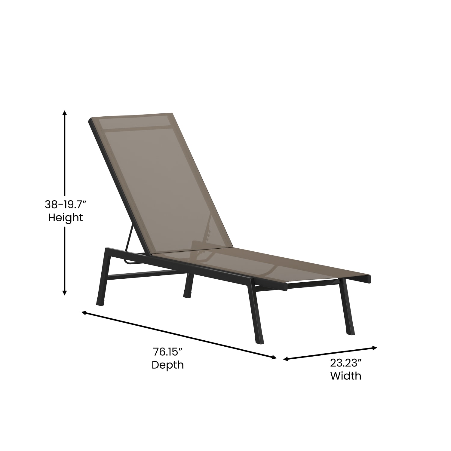 Flash Furniture Brazos Fabric Adjustable Chaise Lounge Chair BrownBlack PopularChairscom