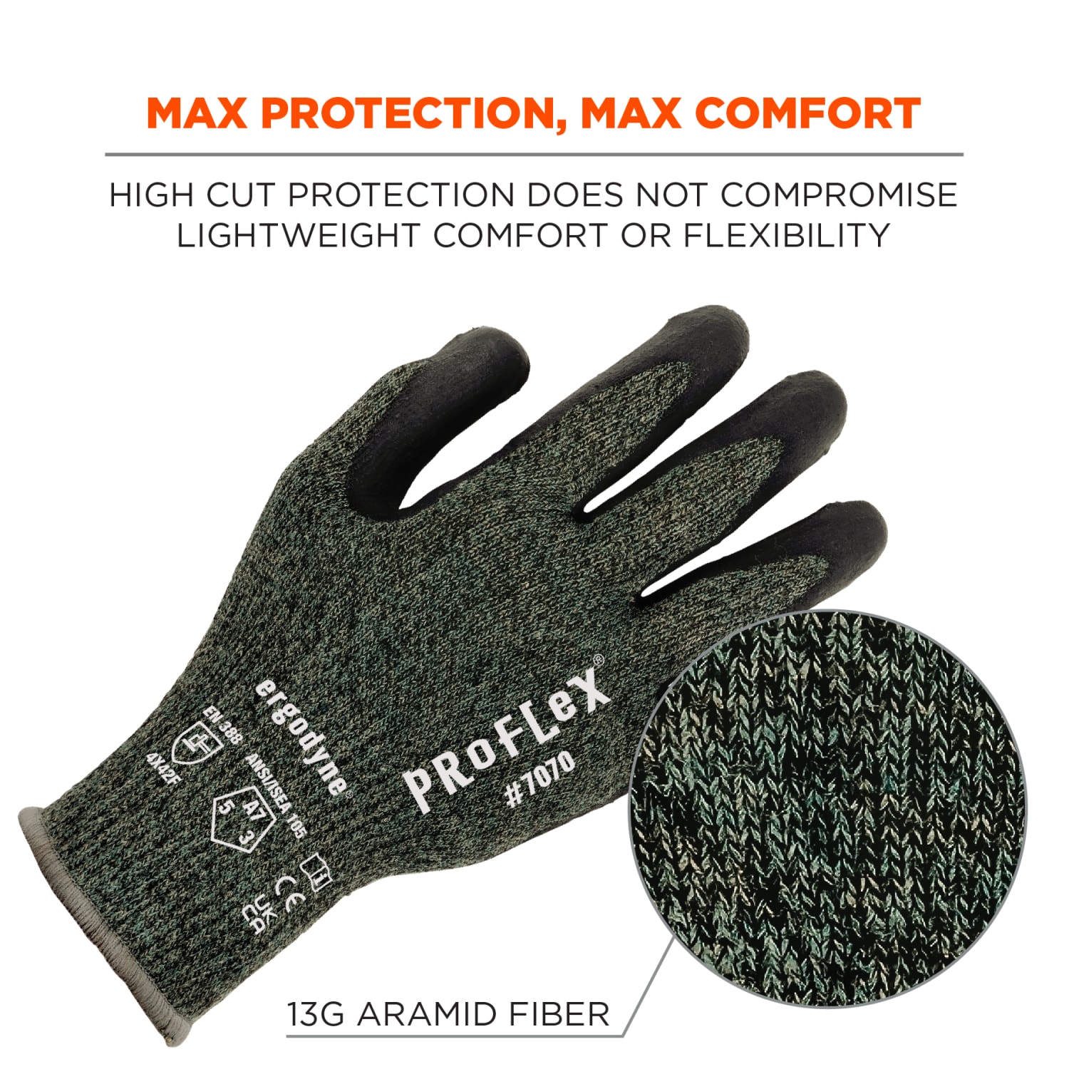 Ergodyne Proflex 7070 Nitrile-Coated Cut-Resistant Gloves, Green, X-Large - Image 6