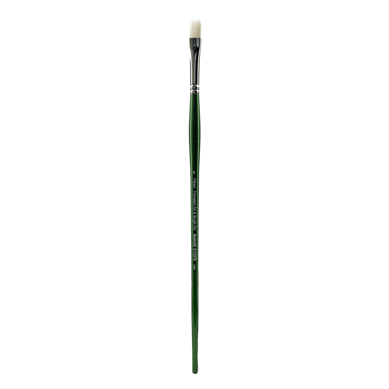 Princeton 6100 Synthetic Bristle Oil And Acrylic Paint Brush, Size 6, Filbert Bristle, Syntheitc, Green